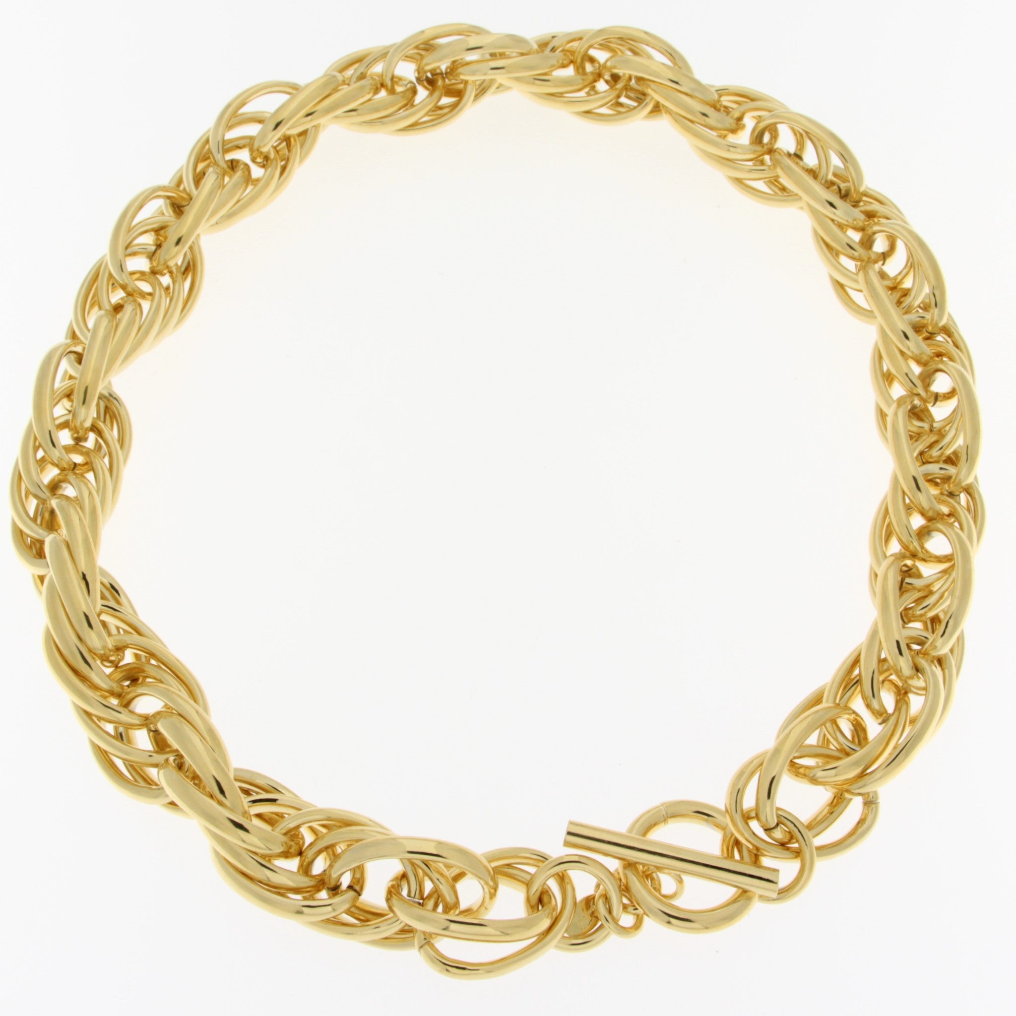18" Gold Plated 16mm Loose Rope Necklace With Toggle