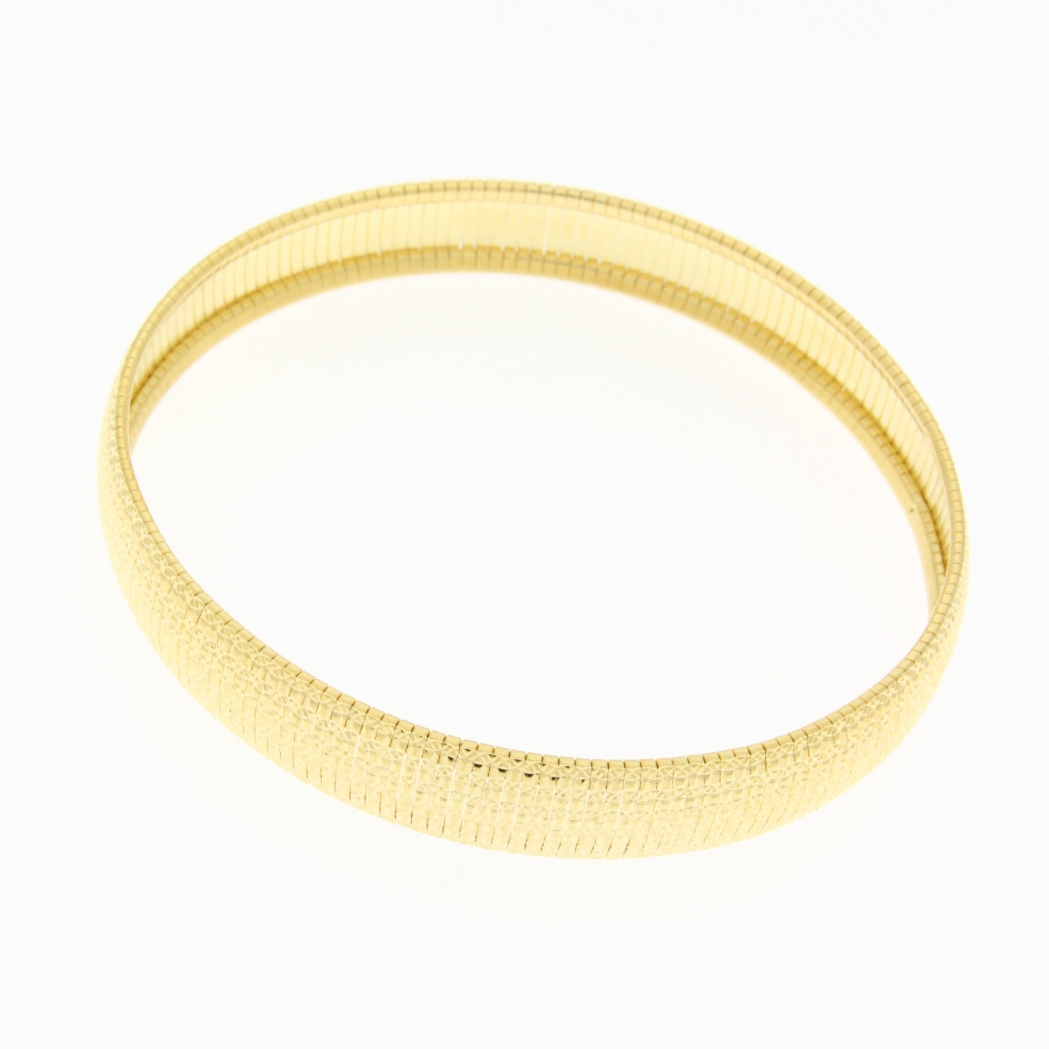 18K Gold-Plated 10mm Diamond-Cut Omega Slip-On Bangle
