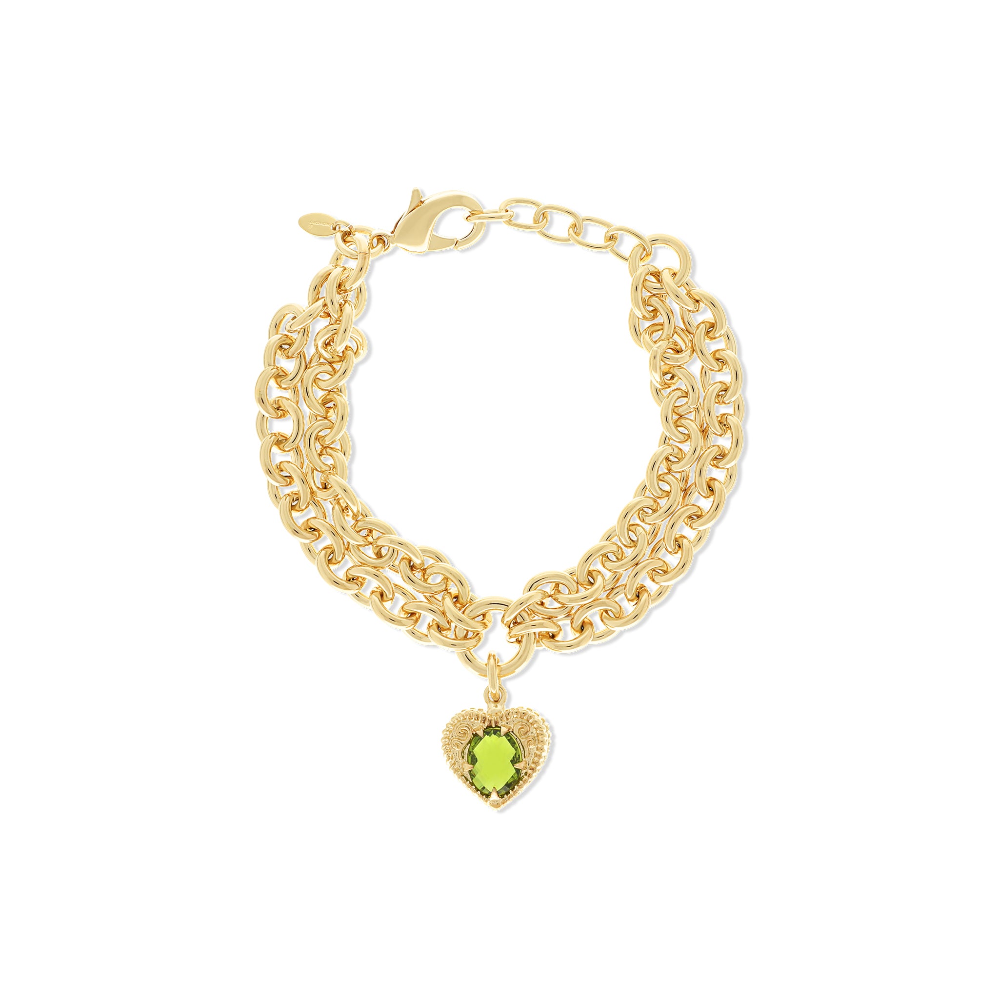 Double Chain Charm Bracelet with Heart