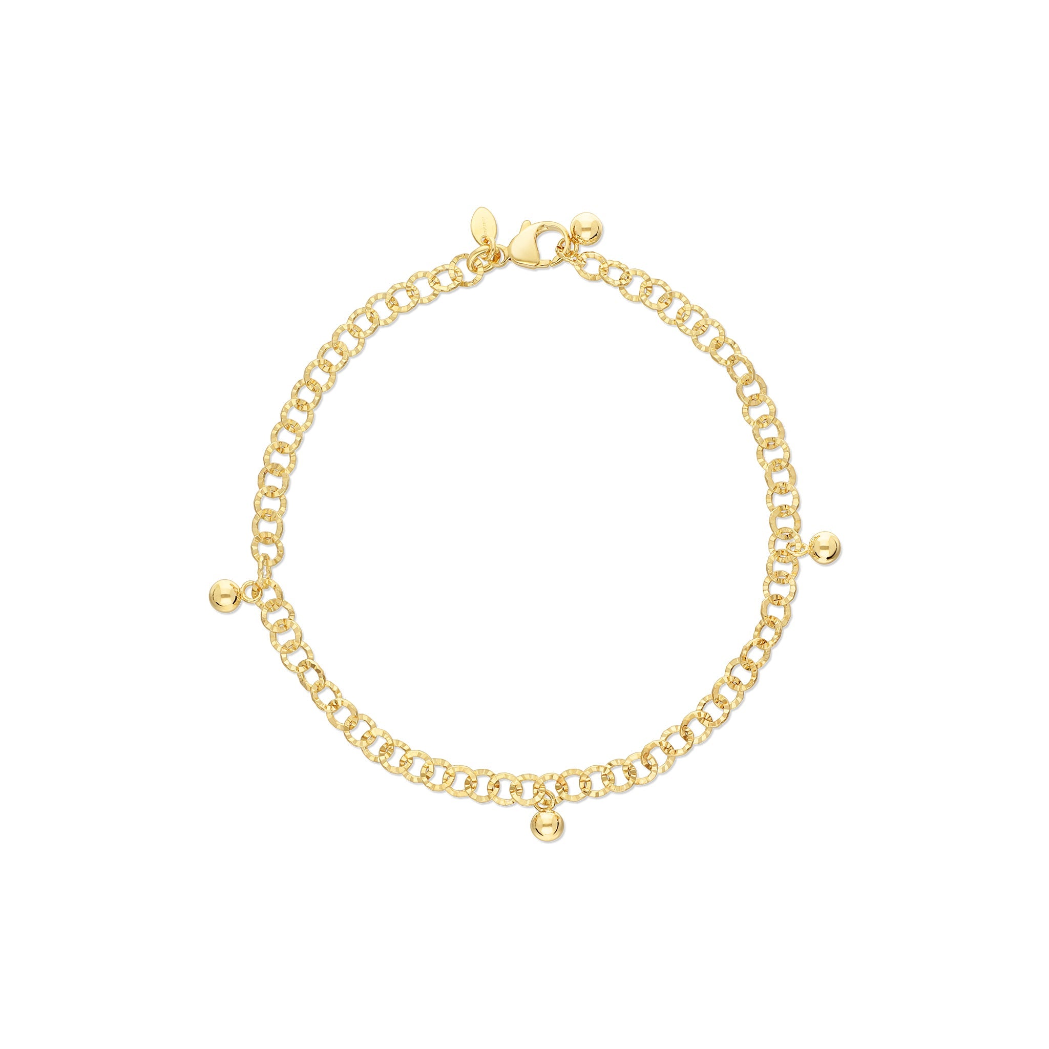 Elegant Gold Plated Bead Charm Anklet – Bronzoro