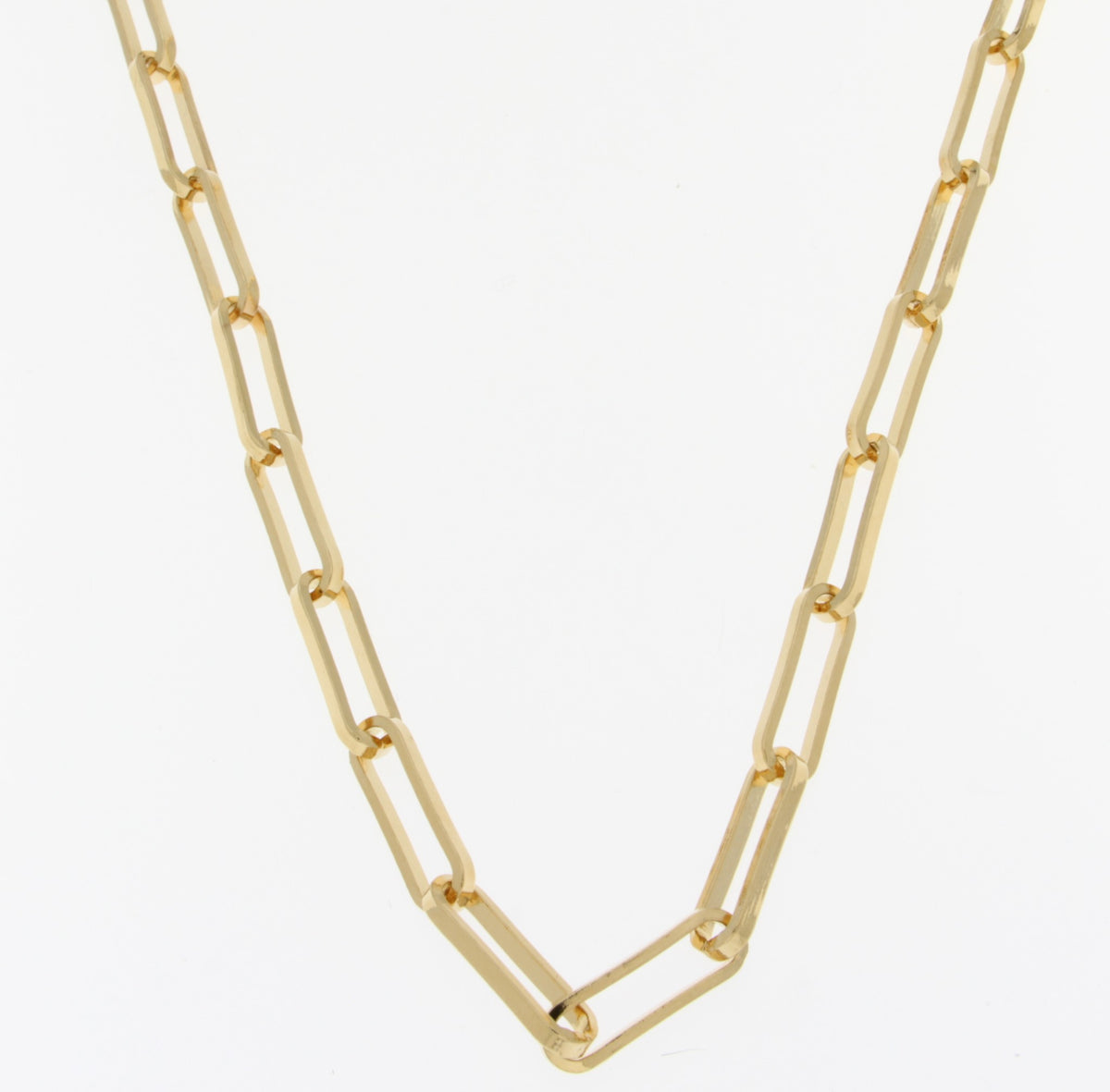 30-Inch 18K Gold Paperclip Link Necklace on Bronze