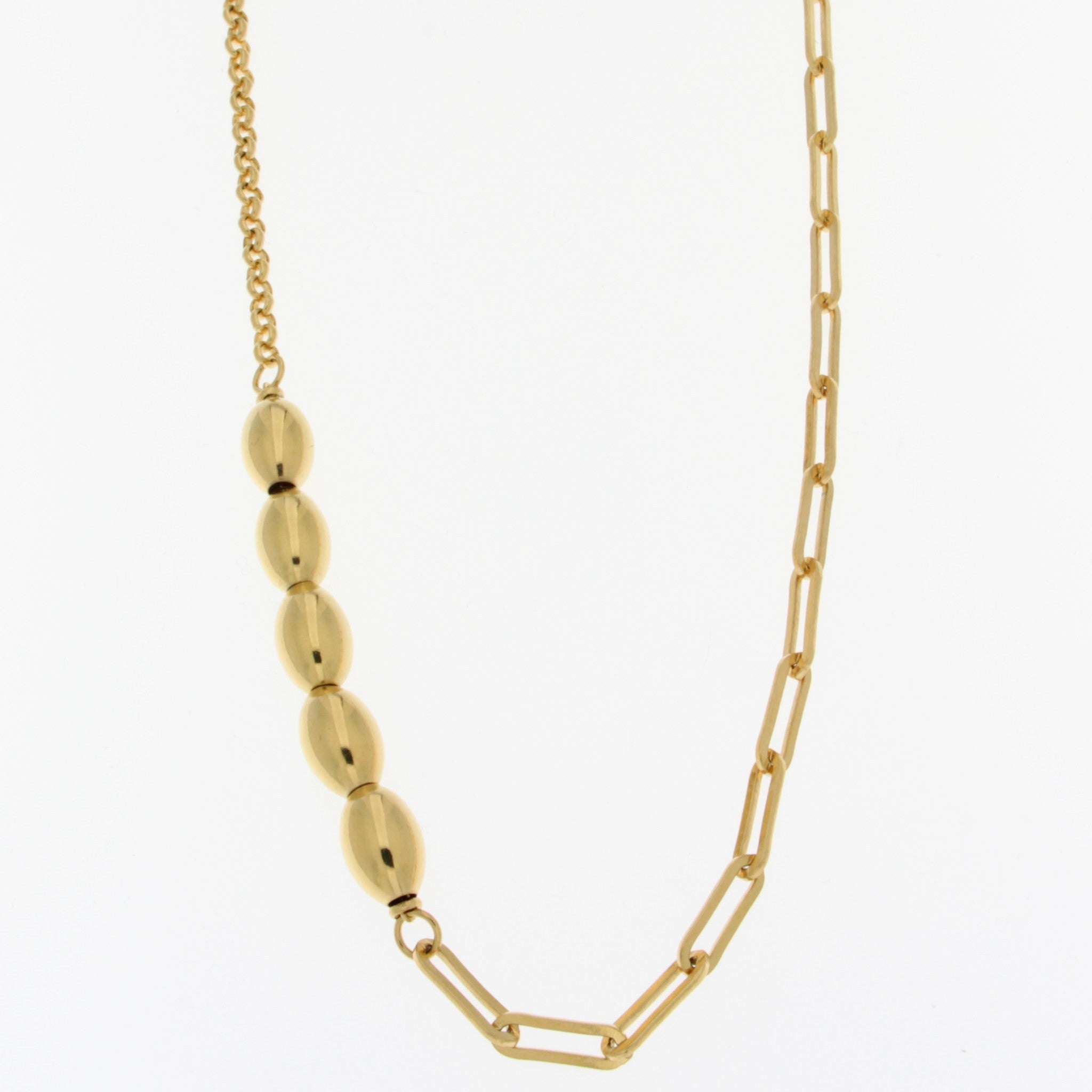 34" Rolo Necklace Combination Paperclip Link Oval Beads