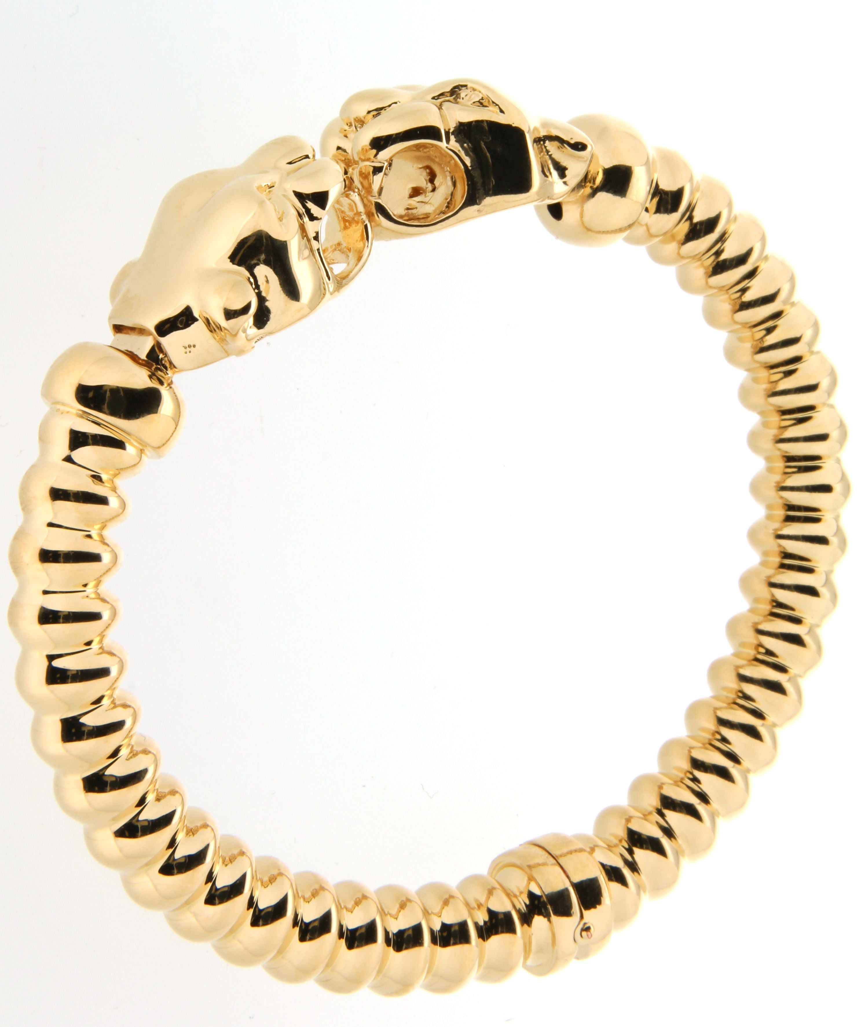 18K Gold-Plated Textured Panther Hinged Bangle | Bronzoro™