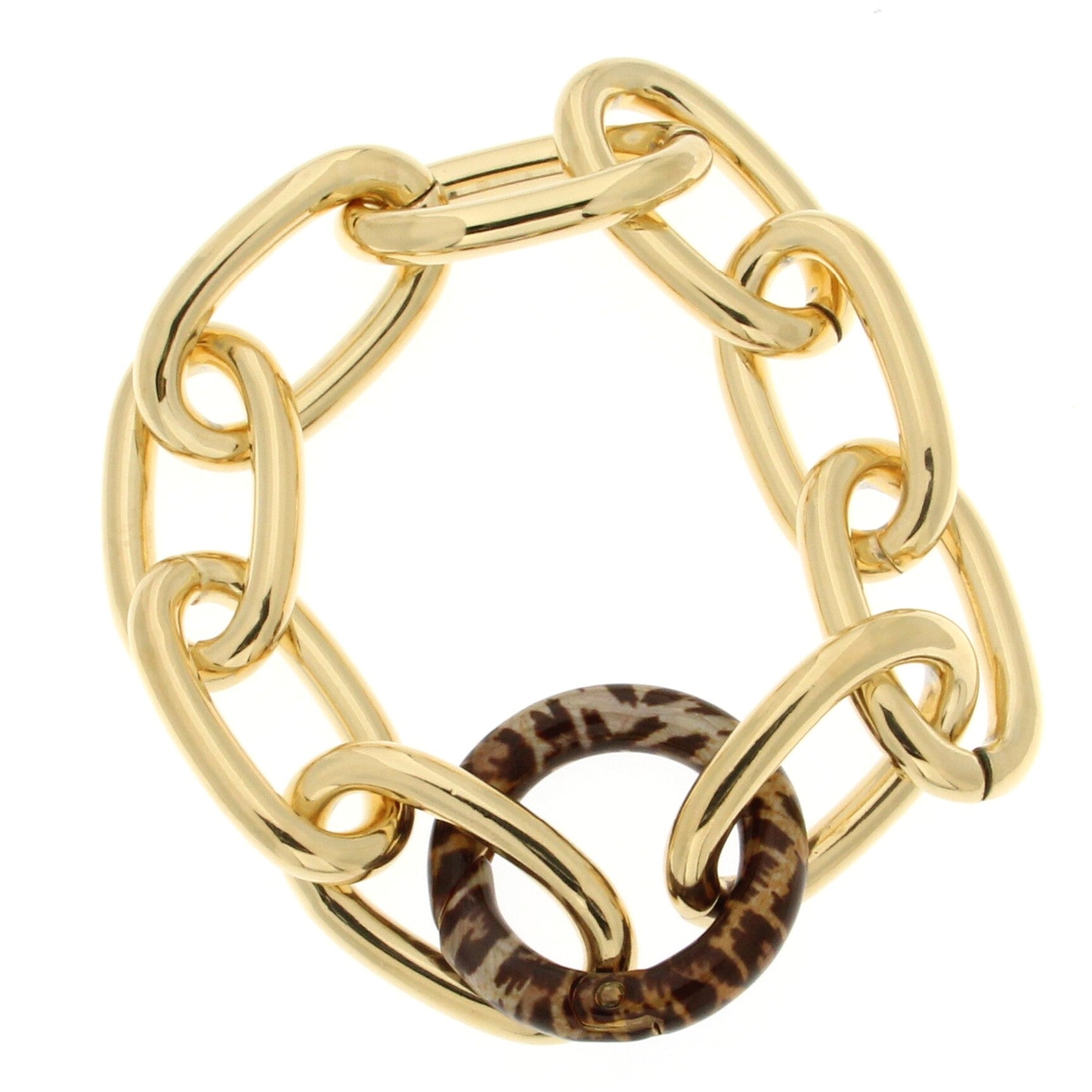 8.25" Gold Plated Oval Link W/Enameled Round Clasp
