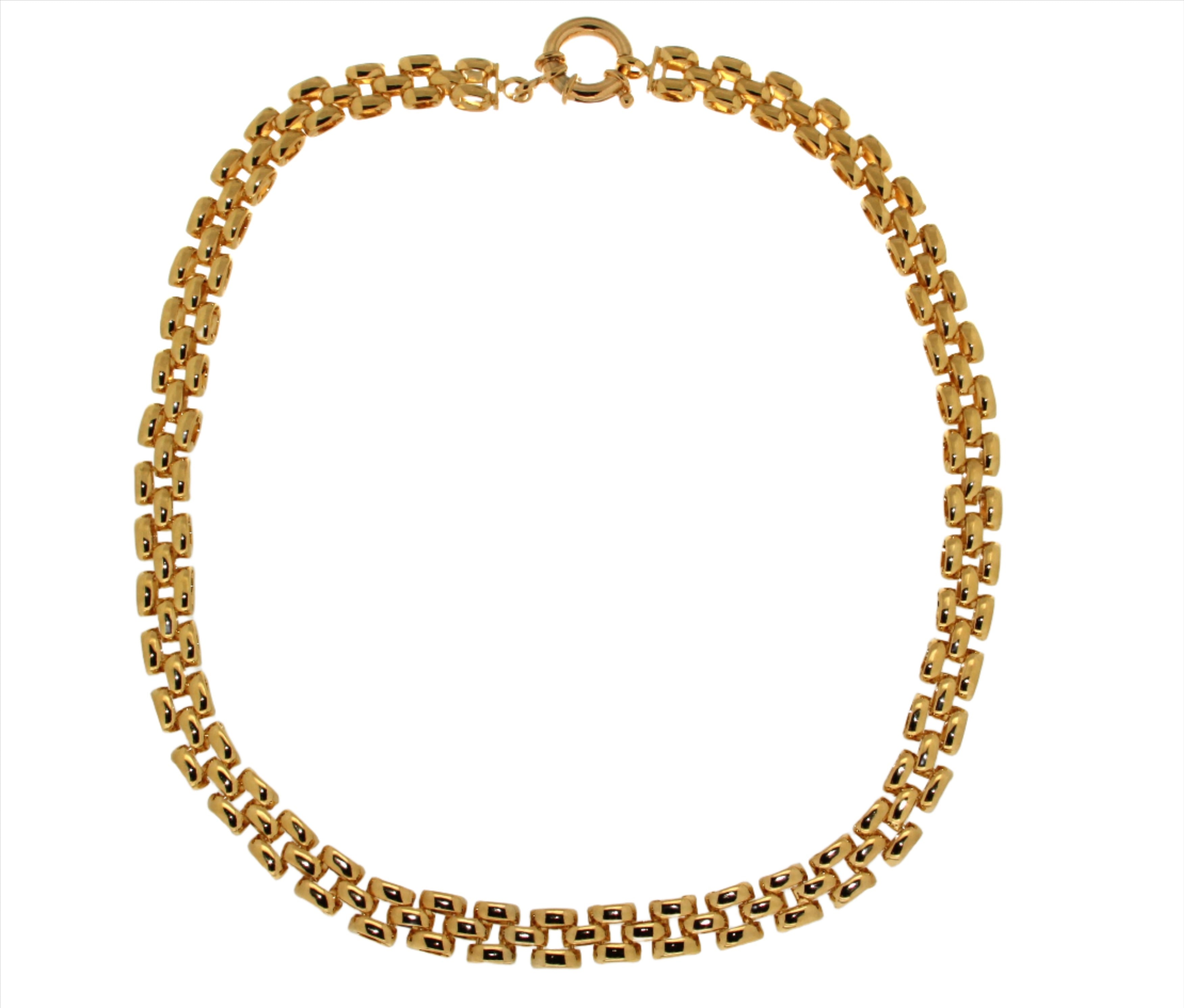 18k Yellow Gold On Bronze 18" 3 Row Pantera Chain