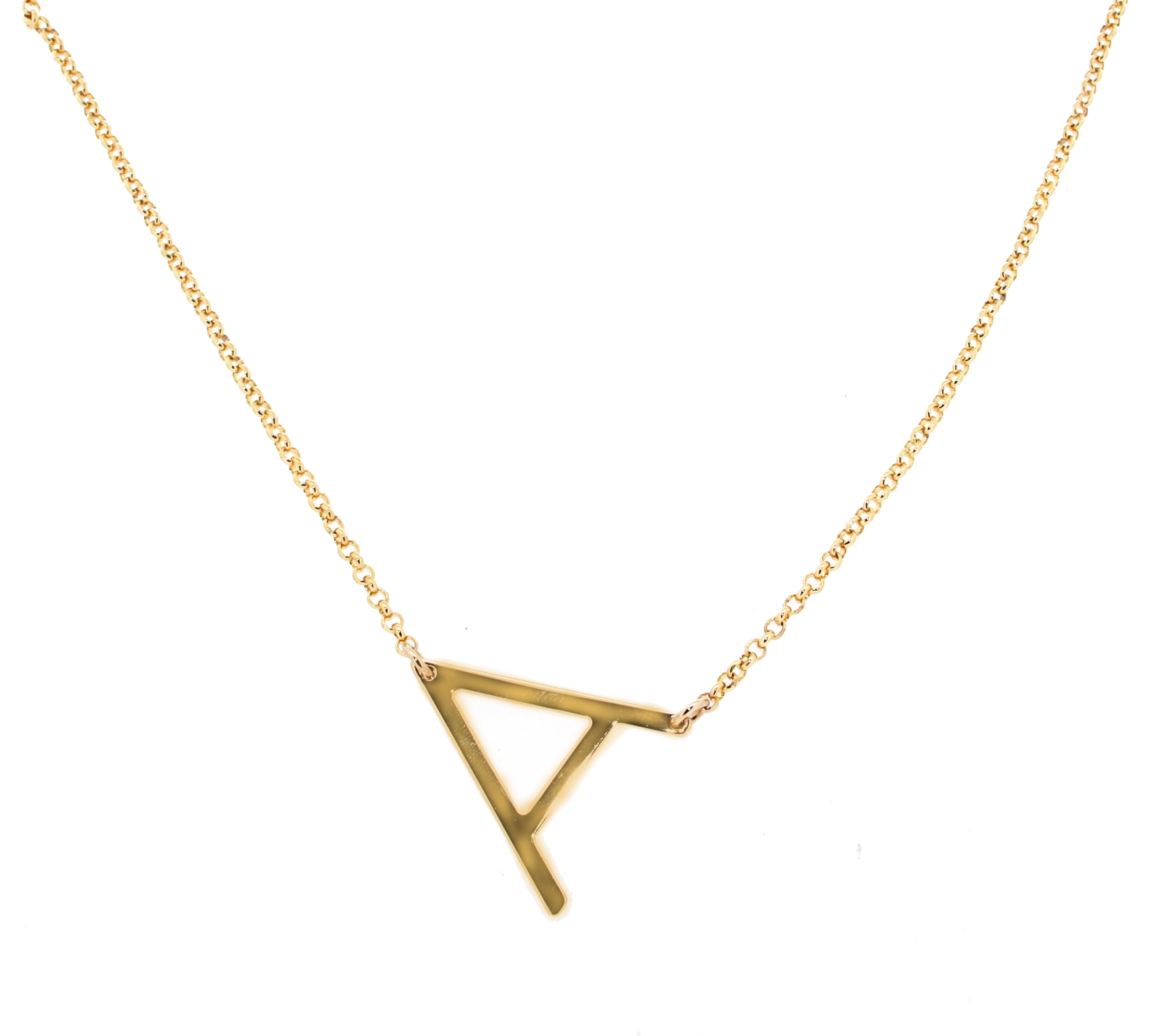 Offset Initial Necklace 18" - Personalized Gold Plated