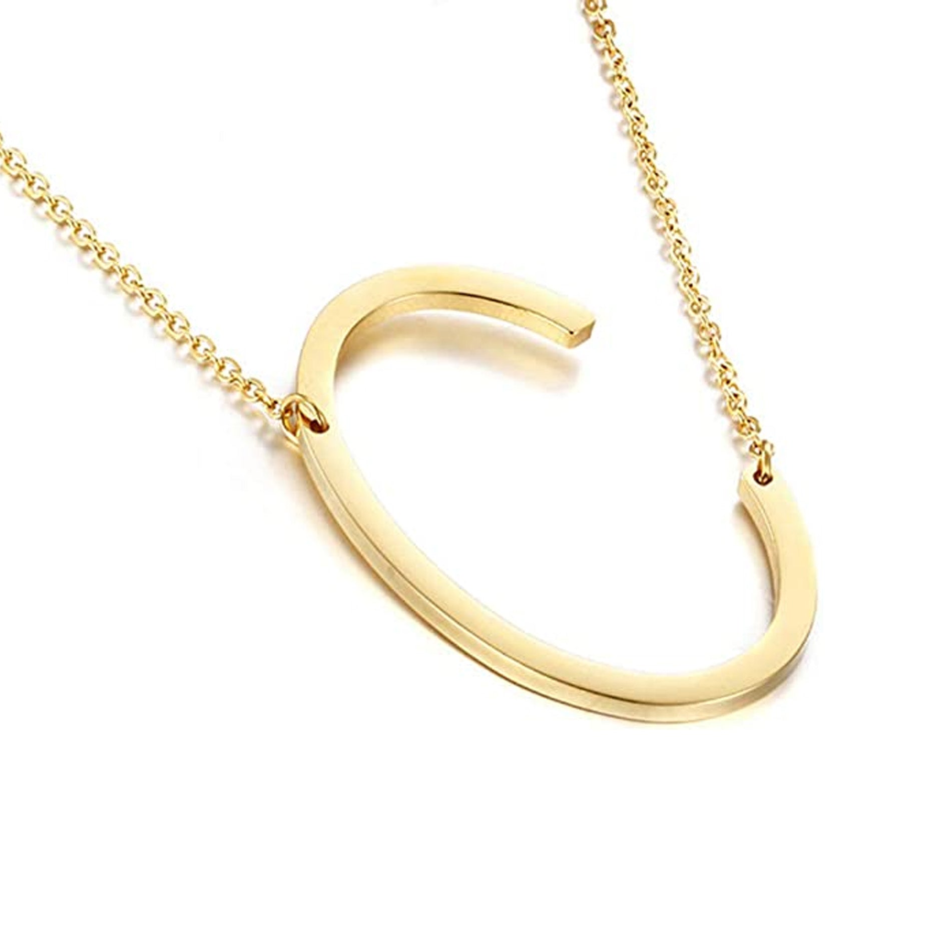 Offset Initial Necklace 18" - Personalized Gold Plated