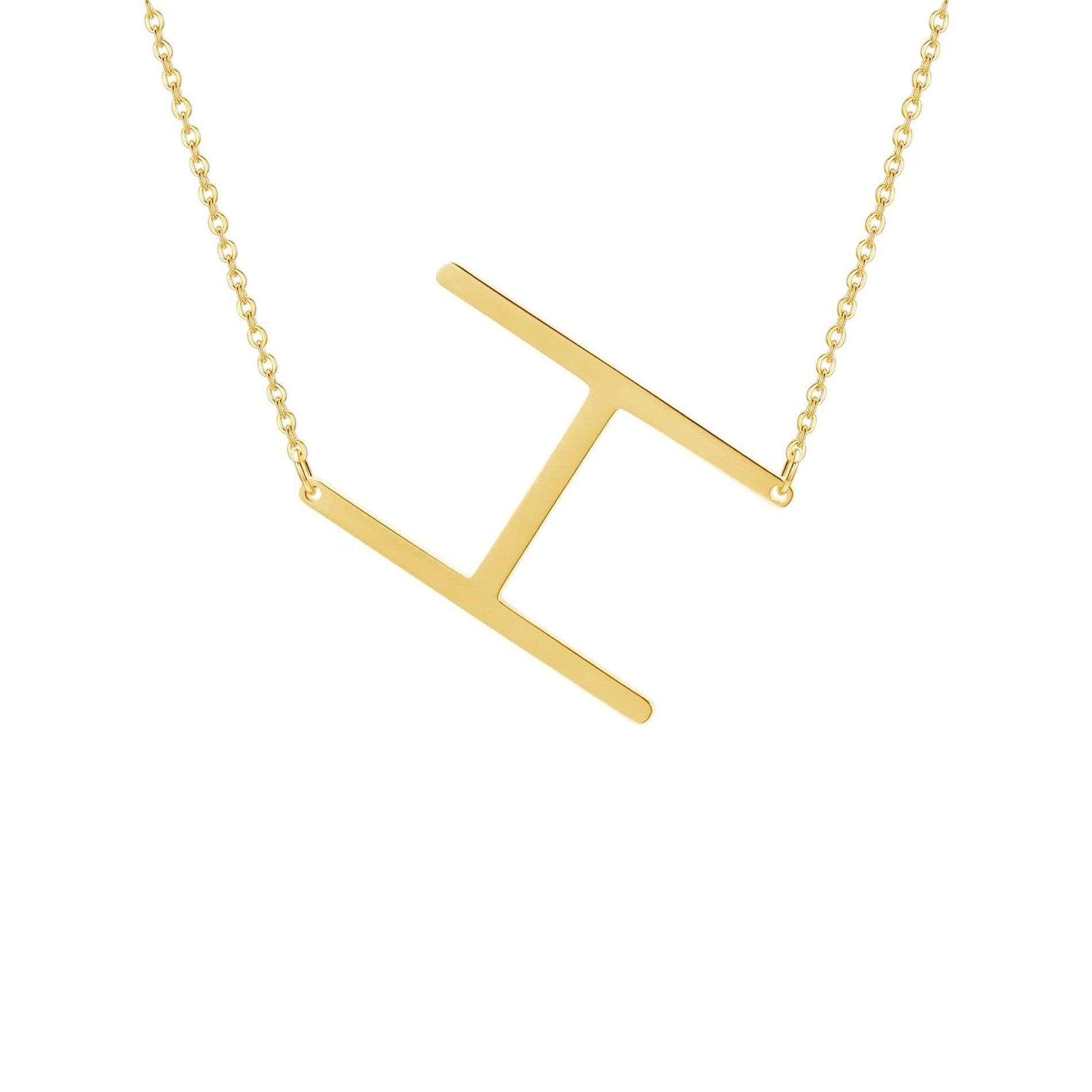 Offset Initial Necklace 18" - Personalized Gold Plated