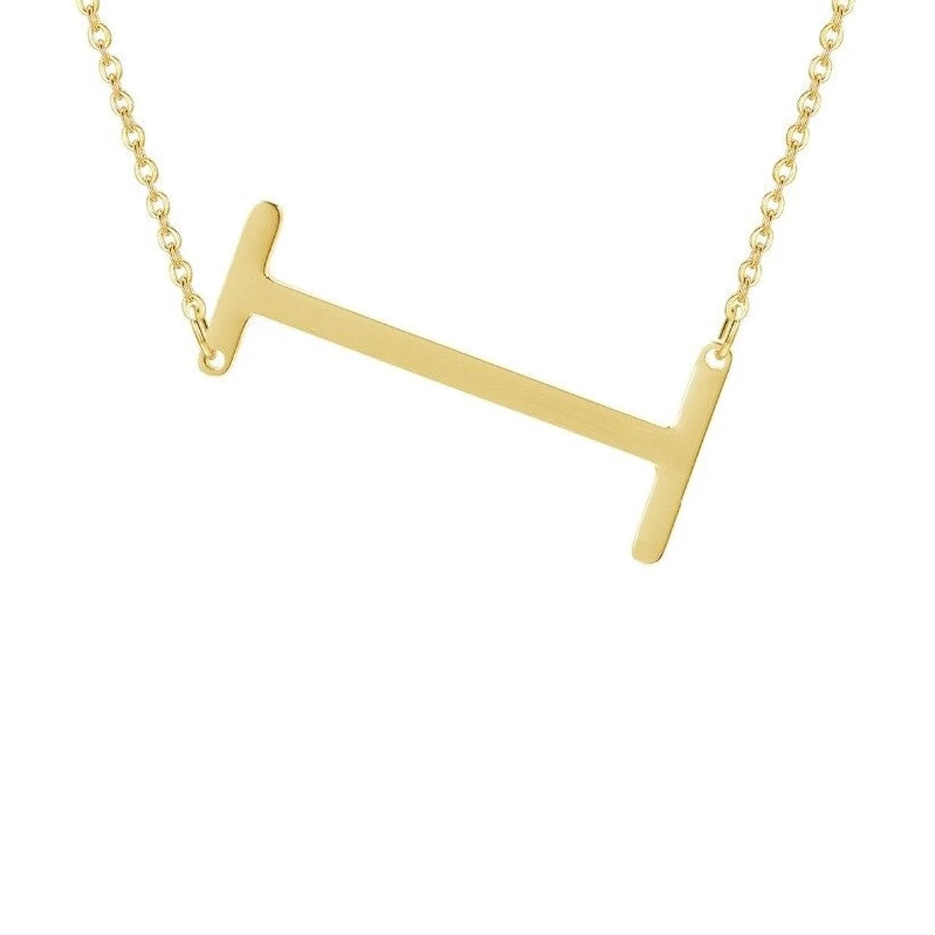 Offset Initial Necklace 18" - Personalized Gold Plated