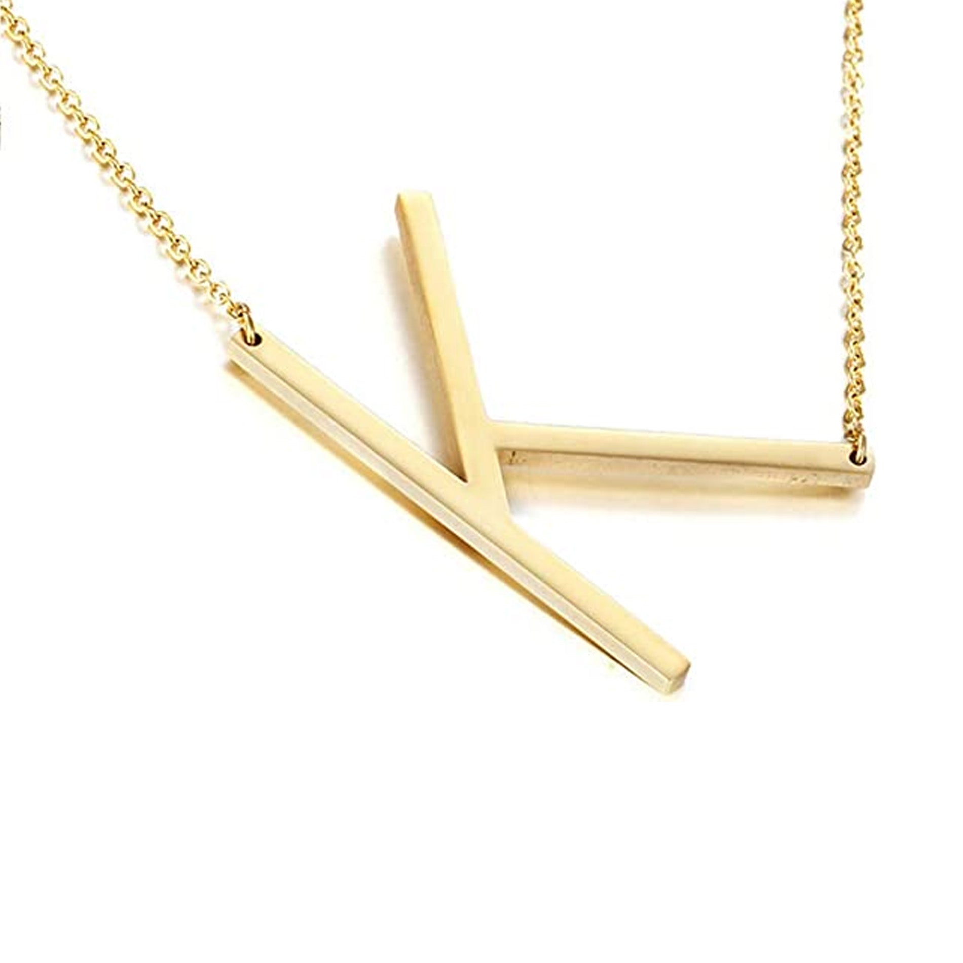 Offset Initial Necklace 18" - Personalized Gold Plated