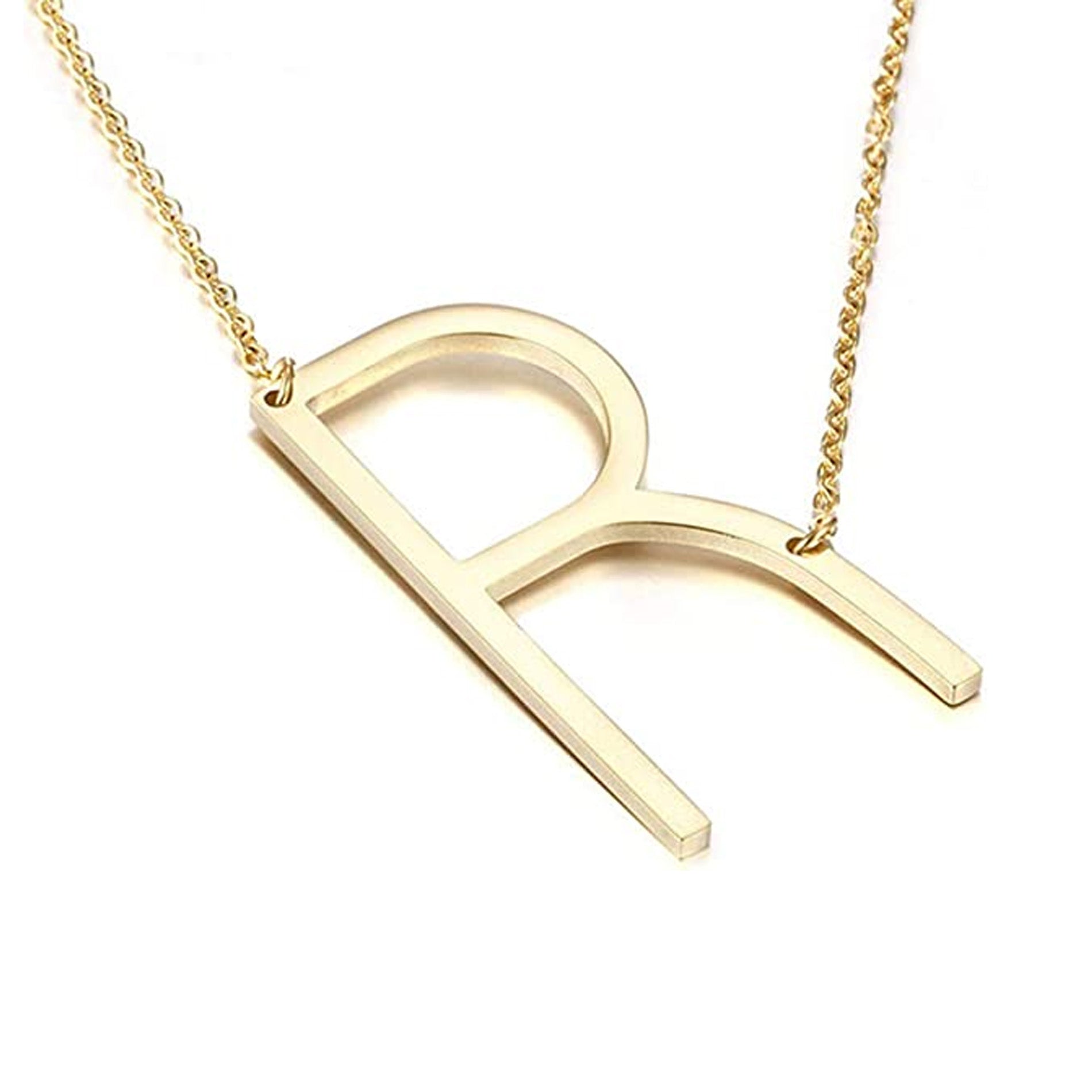 Offset Initial Necklace 18" - Personalized Gold Plated