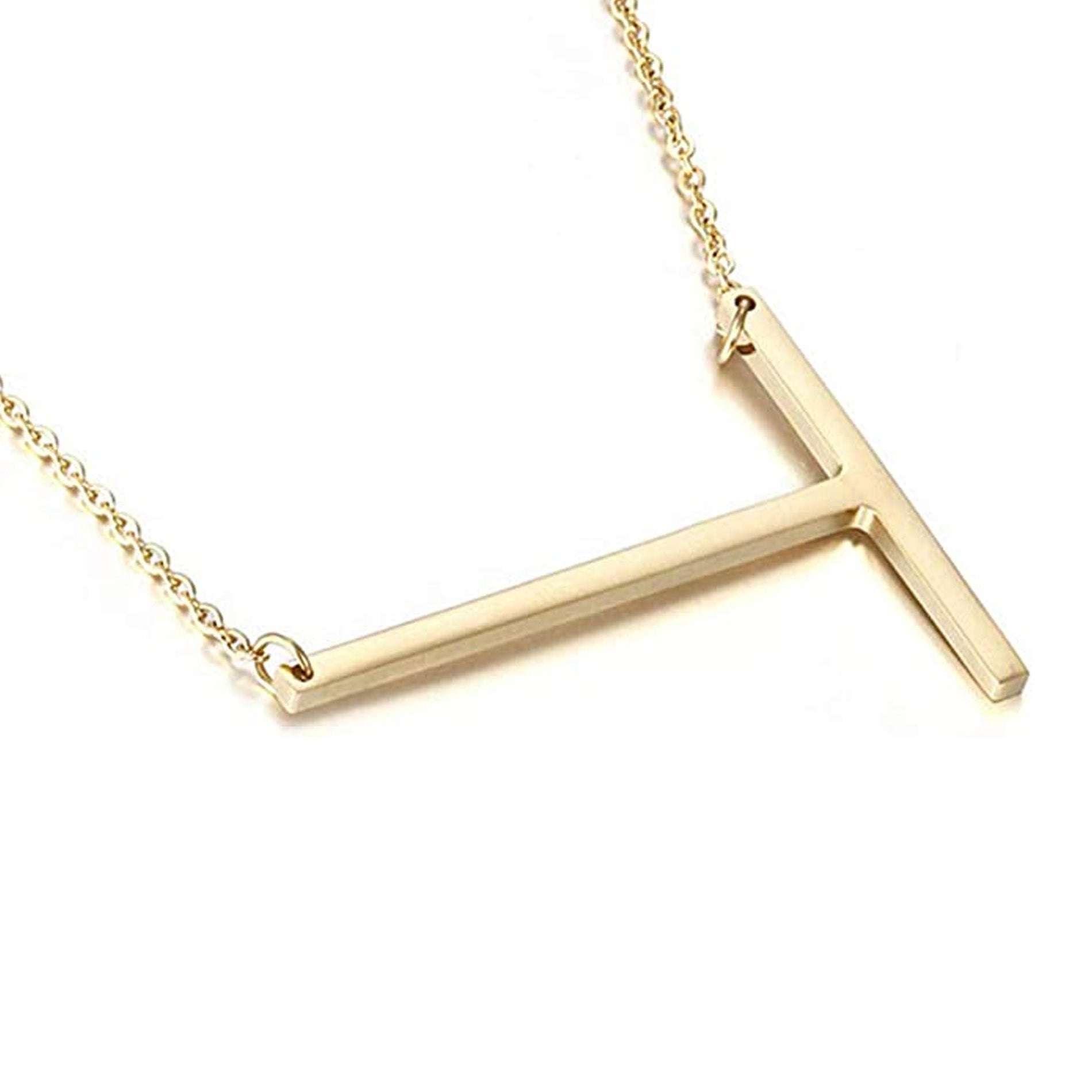 Offset Initial Necklace 18" - Personalized Gold Plated
