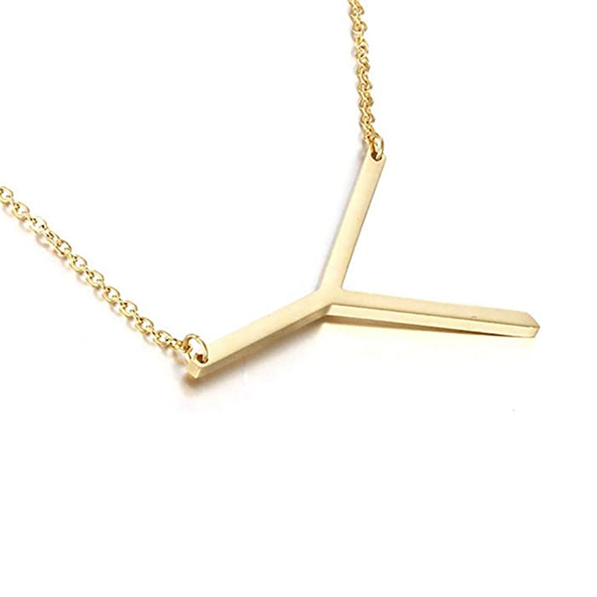 Offset Initial Necklace 18" - Personalized Gold Plated