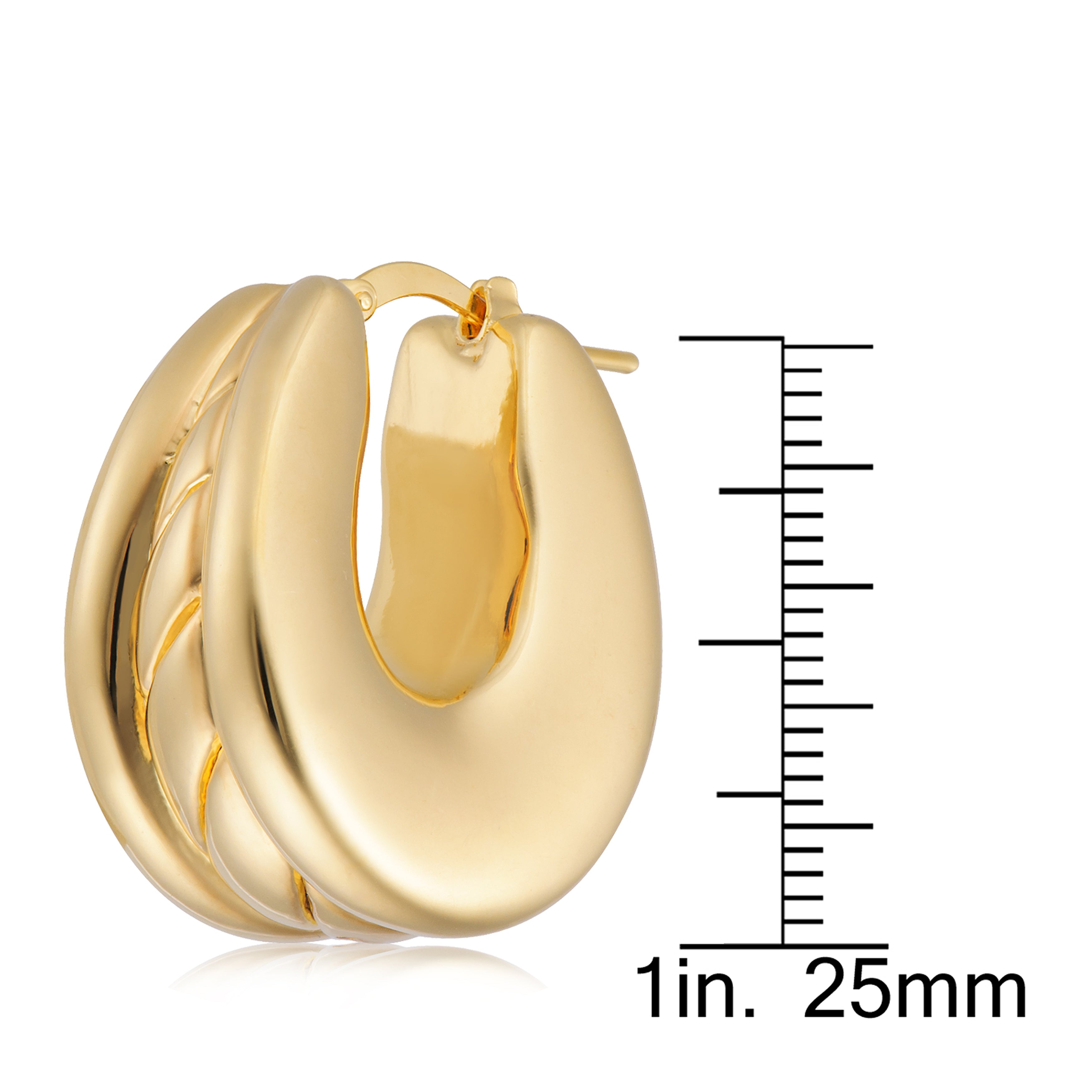 18K Gold Plated Oval Electroform Hoop Earrings