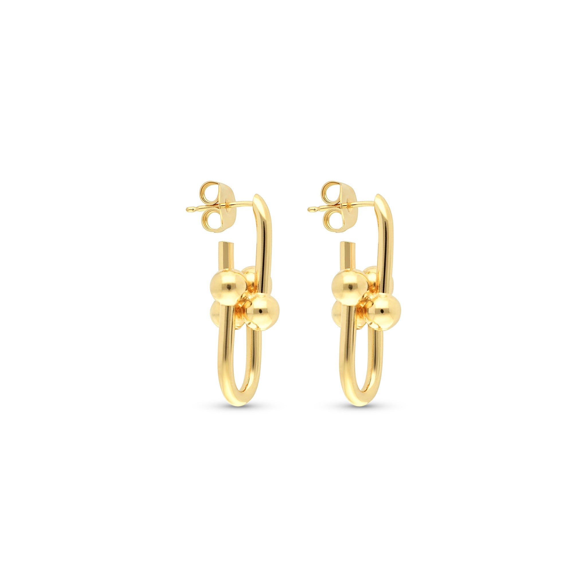 18k Gold On Bronze U Linked Stud Earring