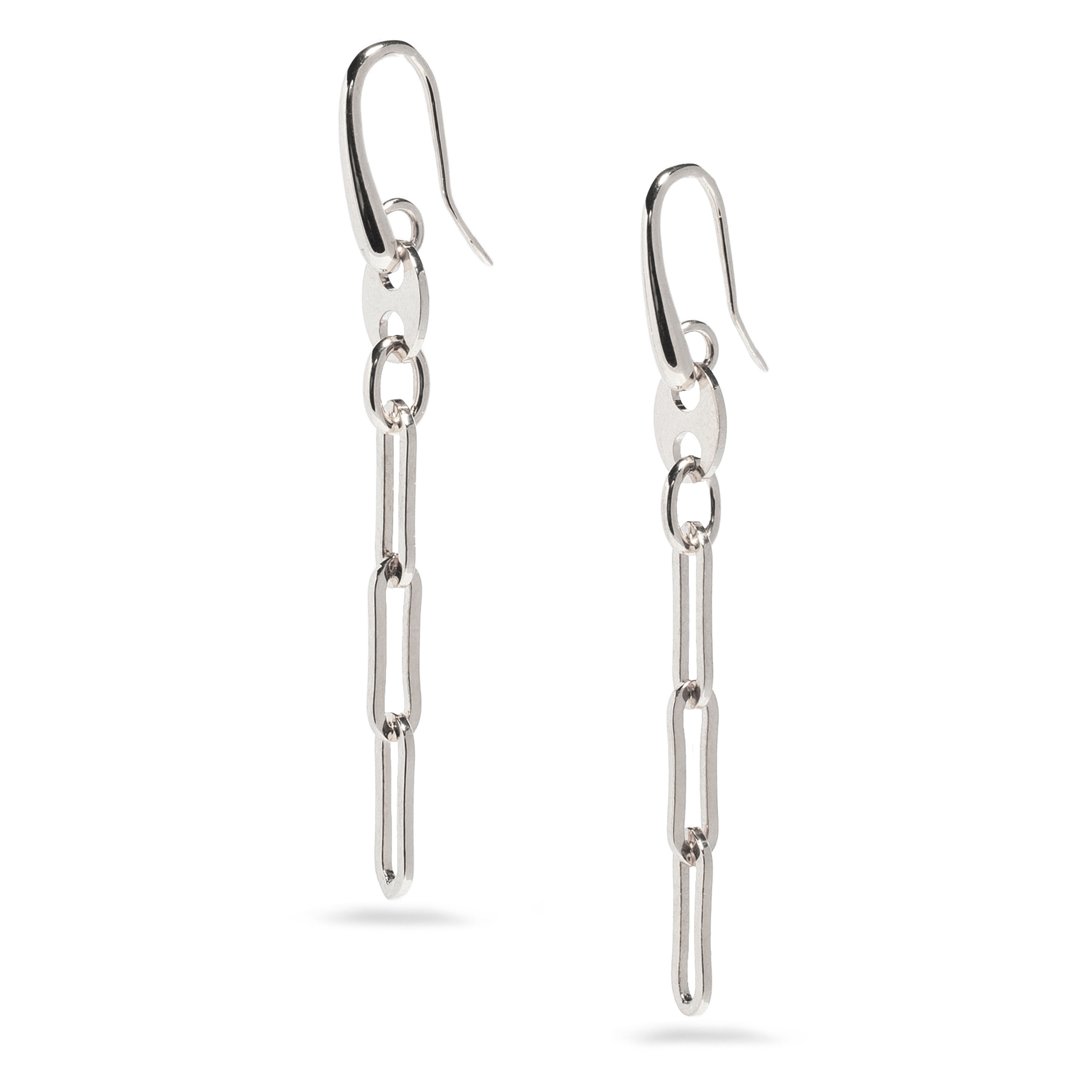 Paper Clip Drop Earrings, 18K Gold-Plated Made in Italy