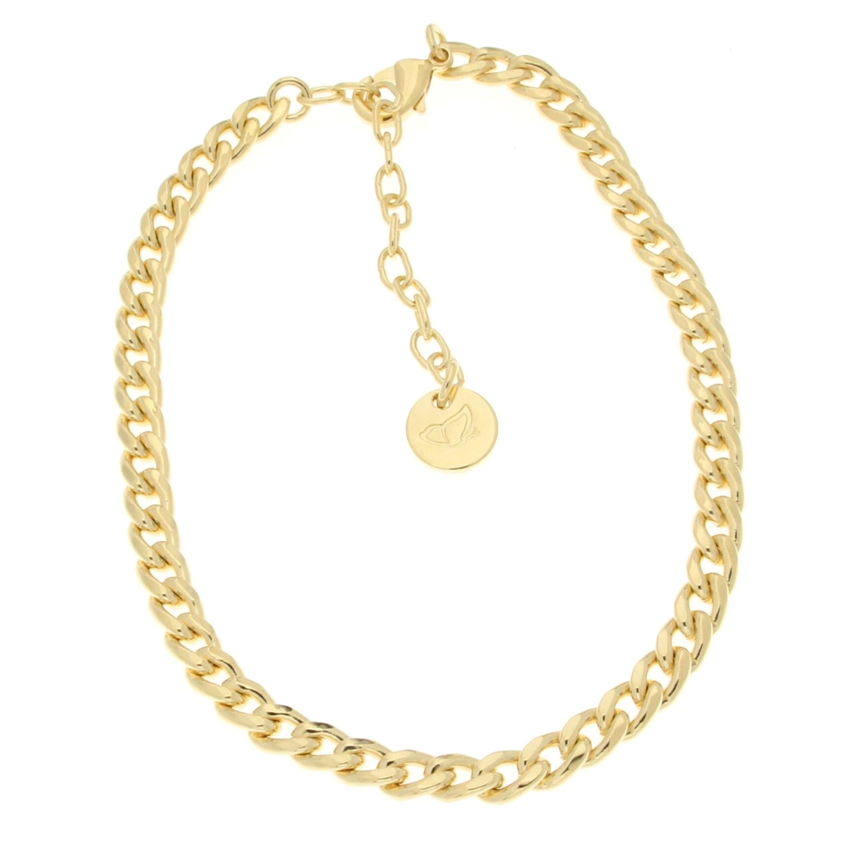 Flat Oval Curb Link Anklet 18K Gold Plated