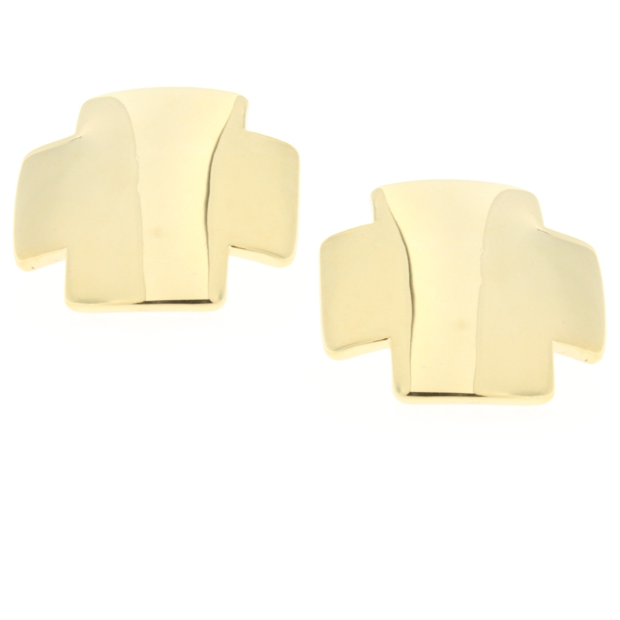 Enhance your outfit with our Gold Plated Cross Shaped Electroform Button Studd Earrings. Made with expert craftsmanship and 20X20mm size.