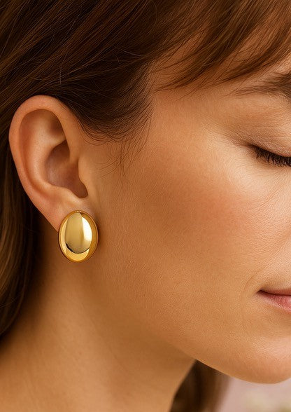 18K Gold Plated Oval Electroform Oval Studs 24x18mm