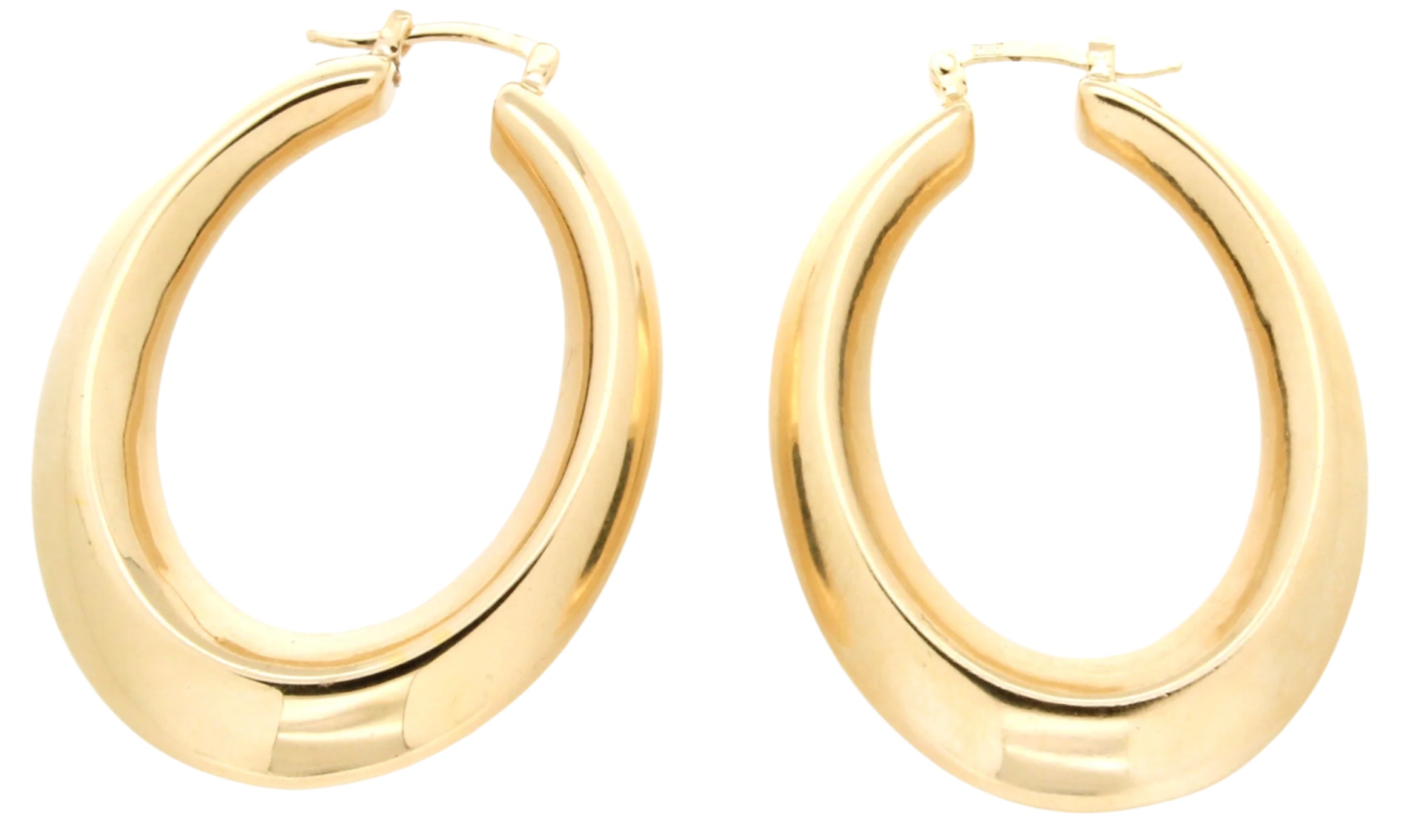 Gold Plated Large Oval Electroform Hoop Earrings