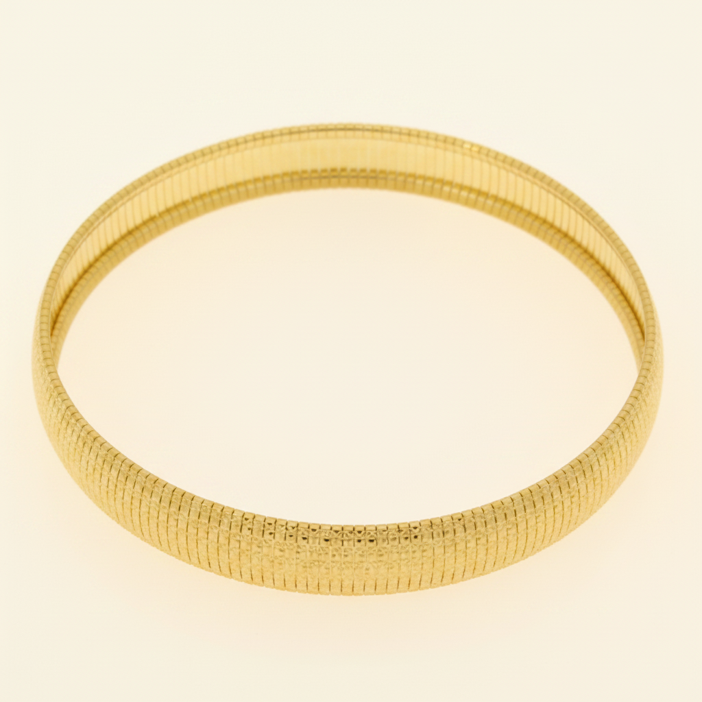 18K Gold-Plated 10mm Diamond-Cut Omega Slip-On Bangle