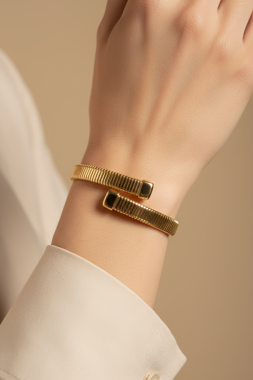 Yellow 18kt. Gold-Plated Wrap Tubo Gas Bracelet
