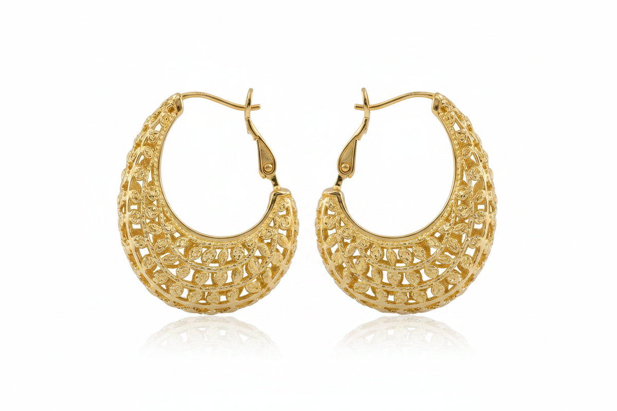 Gold Filigree Hoop Earrings - Product Shot