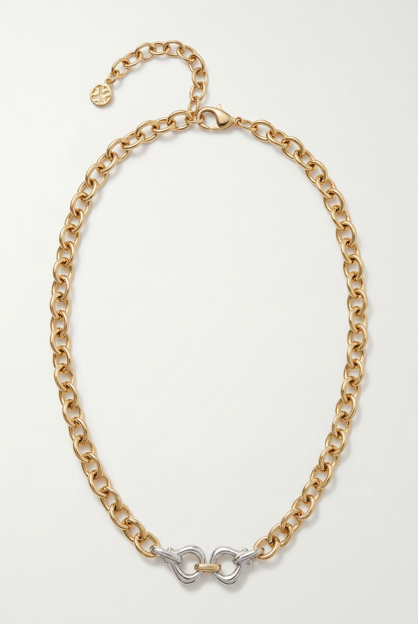 Improved two-tone necklace product photo on a clean white background
