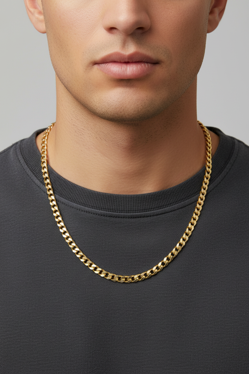 Men's Gold Curb Chain Necklace