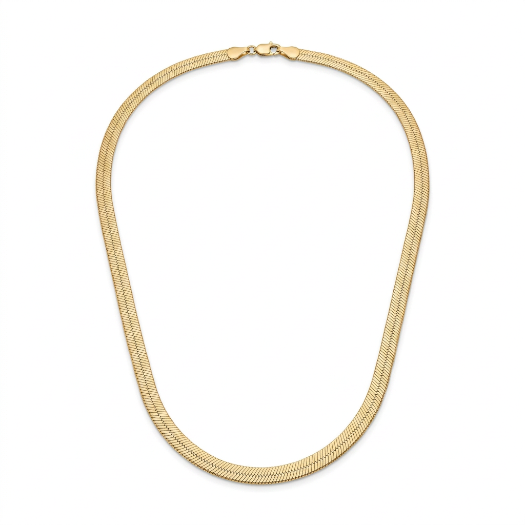 New flat-lay product image of the 6mm herringbone necklace without a bust