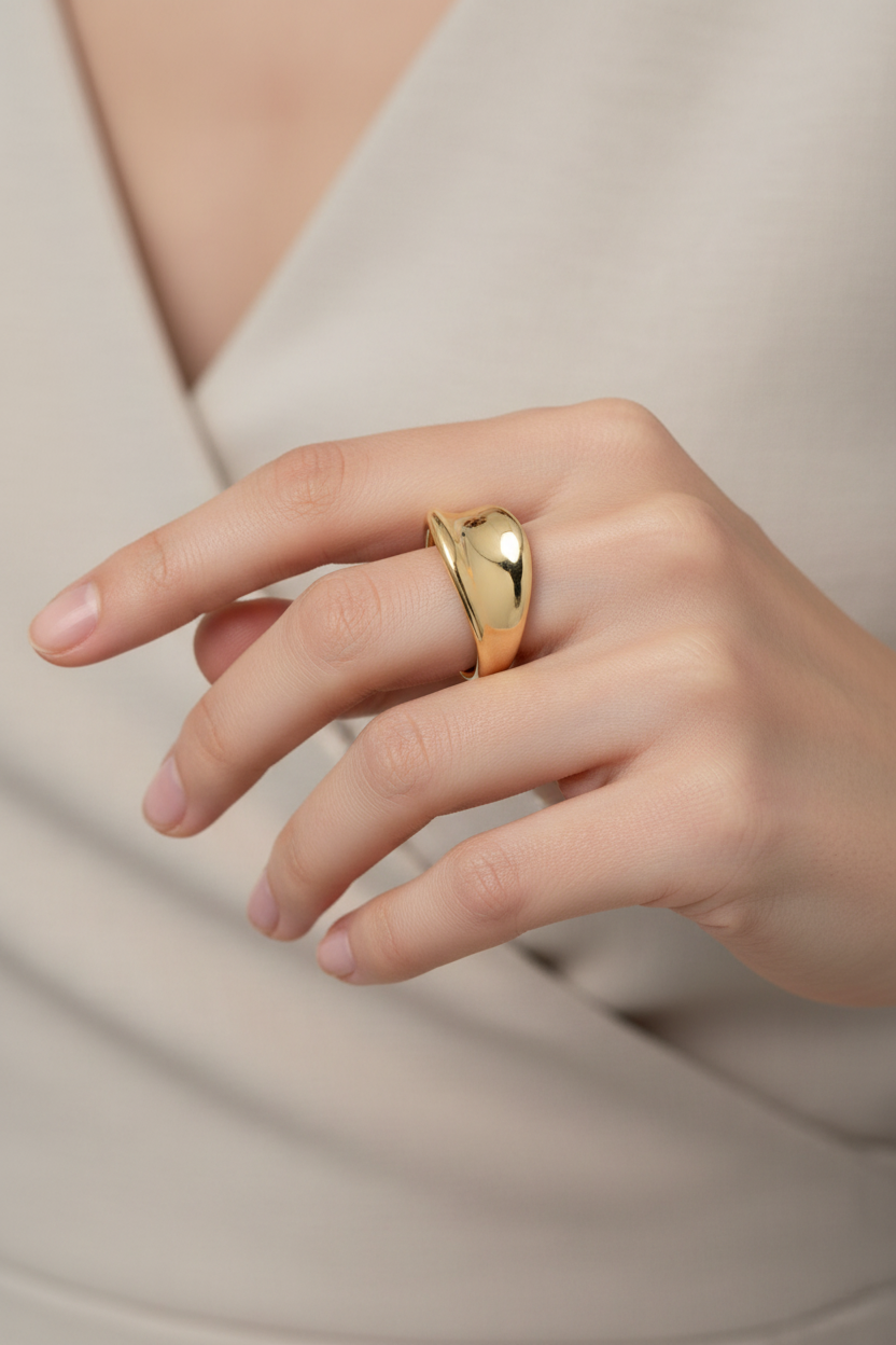 Ring worn on a model