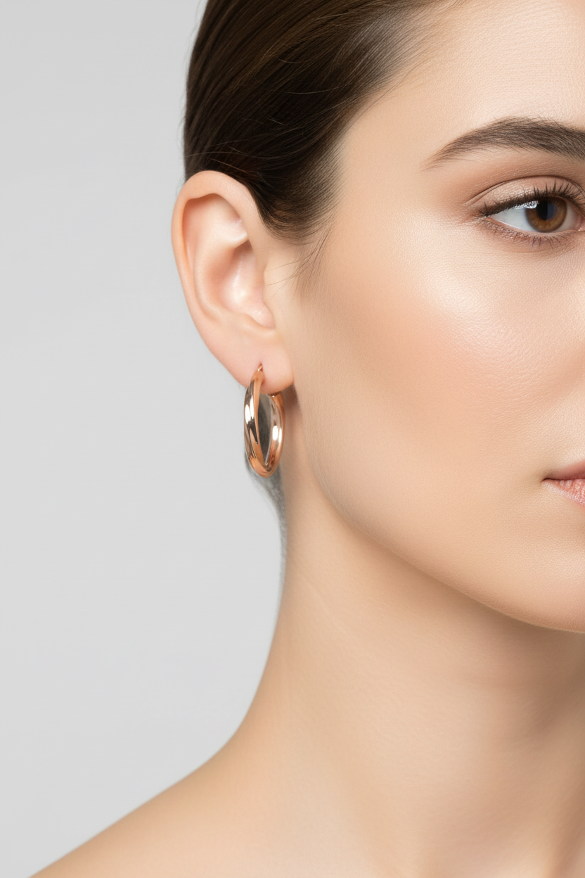 Rose Gold Hoop Earrings - Smaller Size