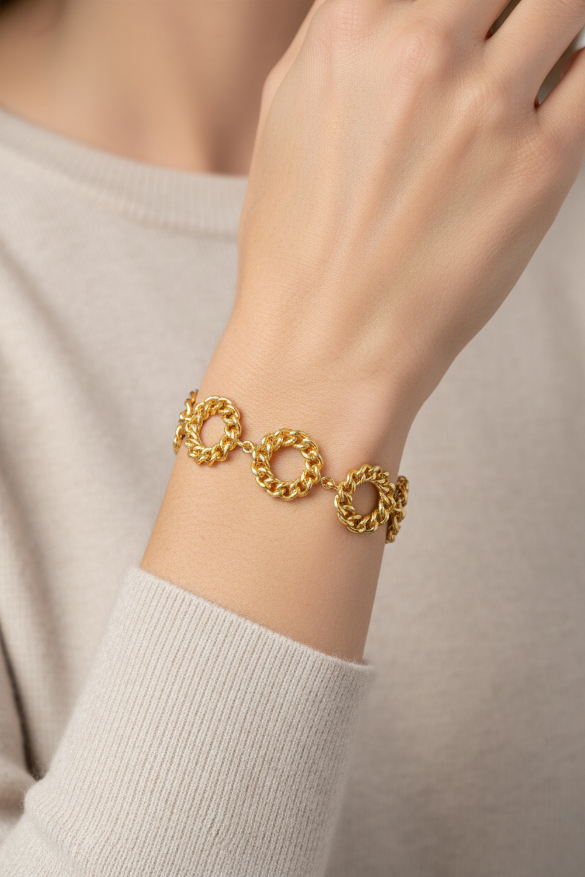 Rosette bracelet worn on a model
