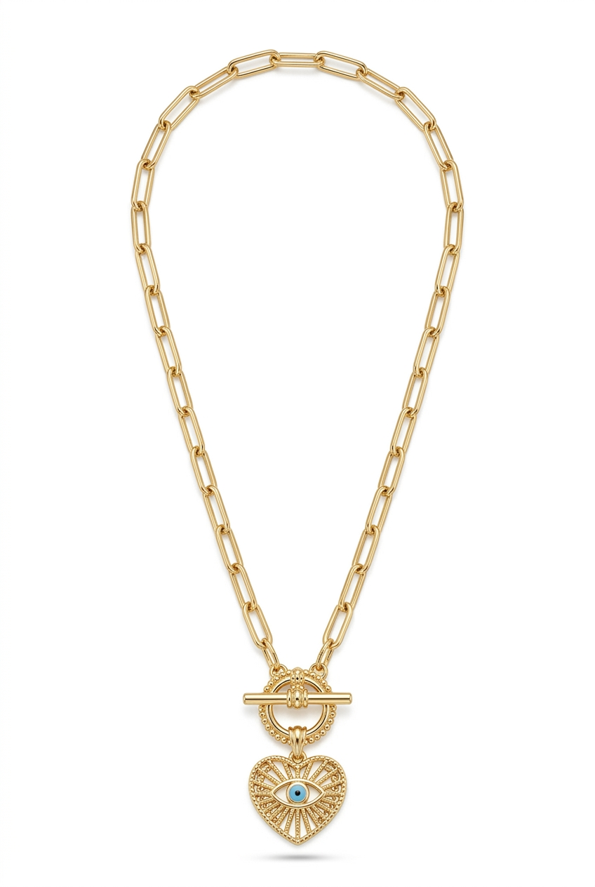 Sharper product image of your toggle necklace with heart pendant