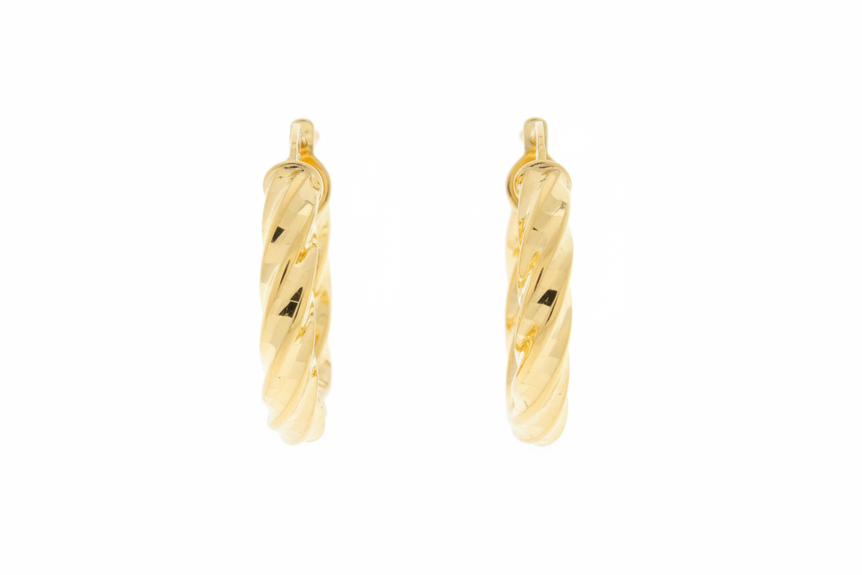 Twisted Gold Hoop Earrings Product Shot