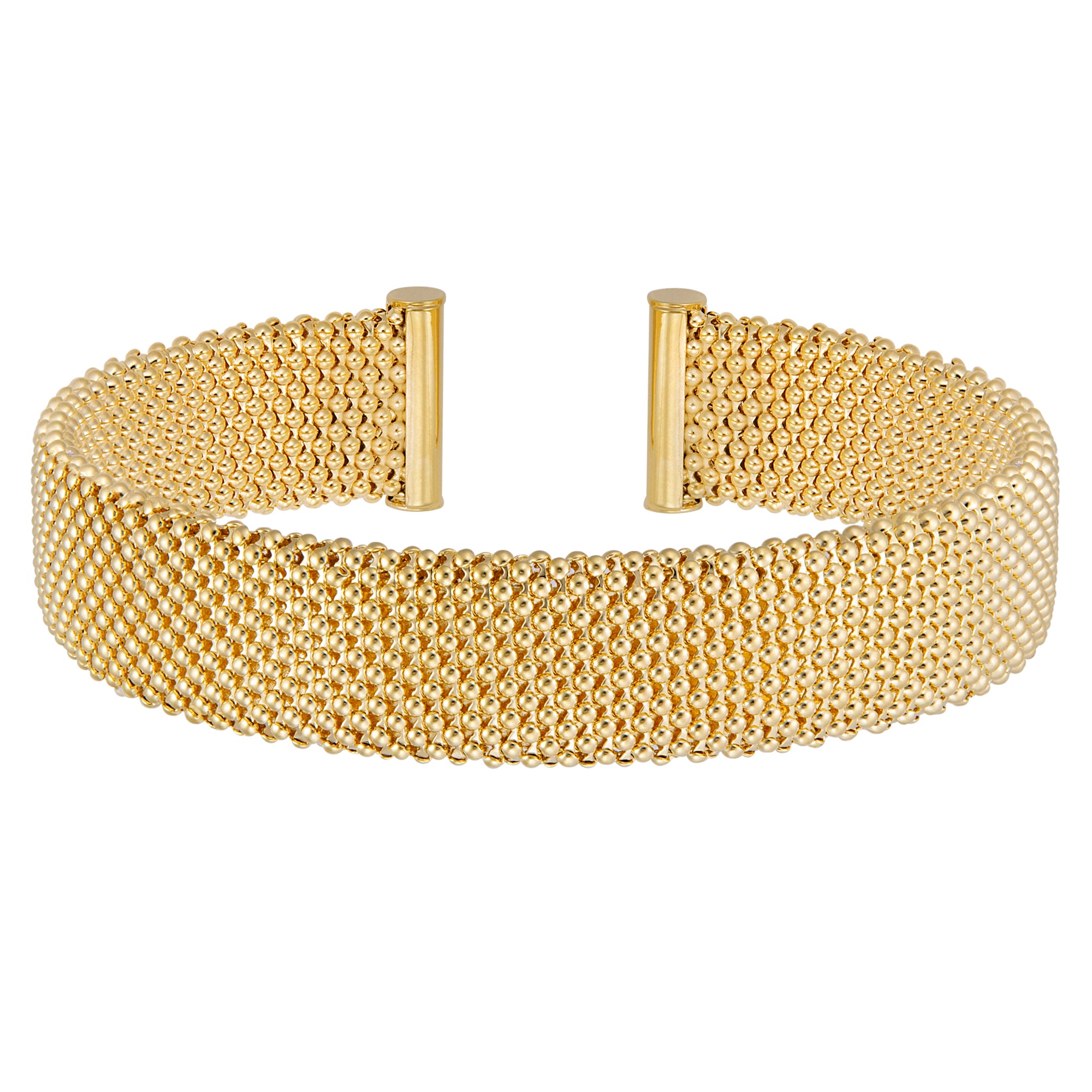 Mesh Cuff Gold Plated Bangle Bracelet