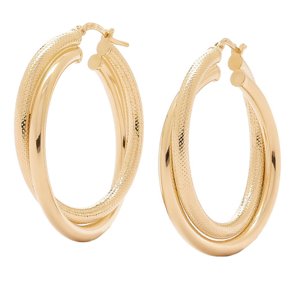 Satin and polished double Hoop Earrings