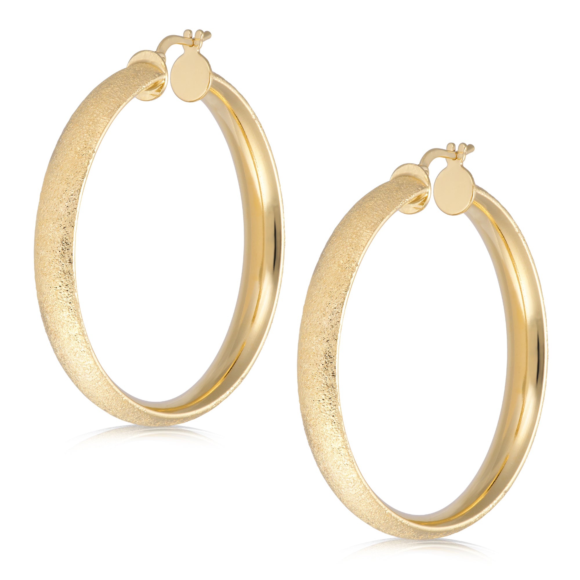 45mm 18kt. Gold Plated Florentine Diamond Cut Hoop Earrings | Italian Made | Bronzoro™