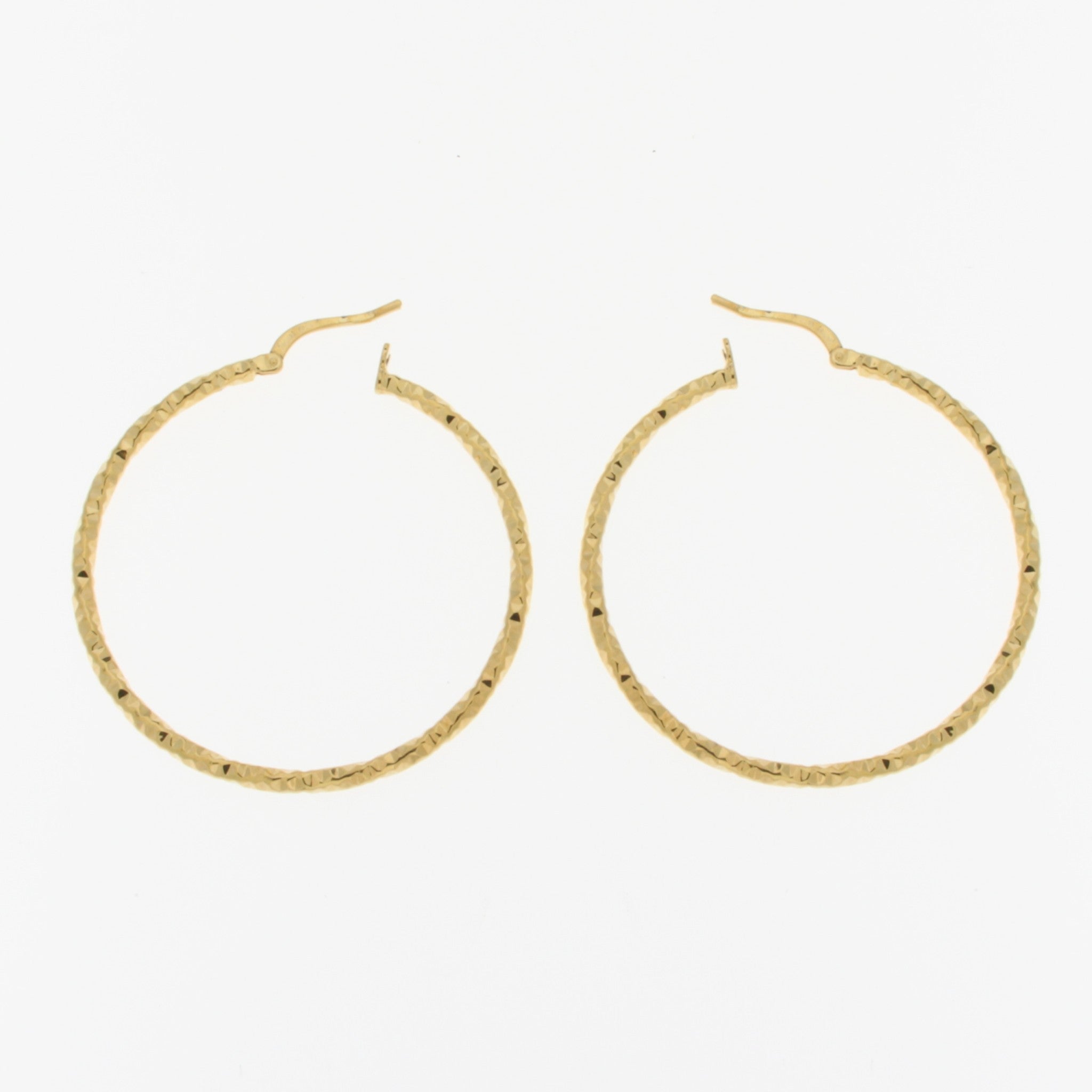18K Gold Plated  Large 50mm Diamond Cut  Hoop Earrings