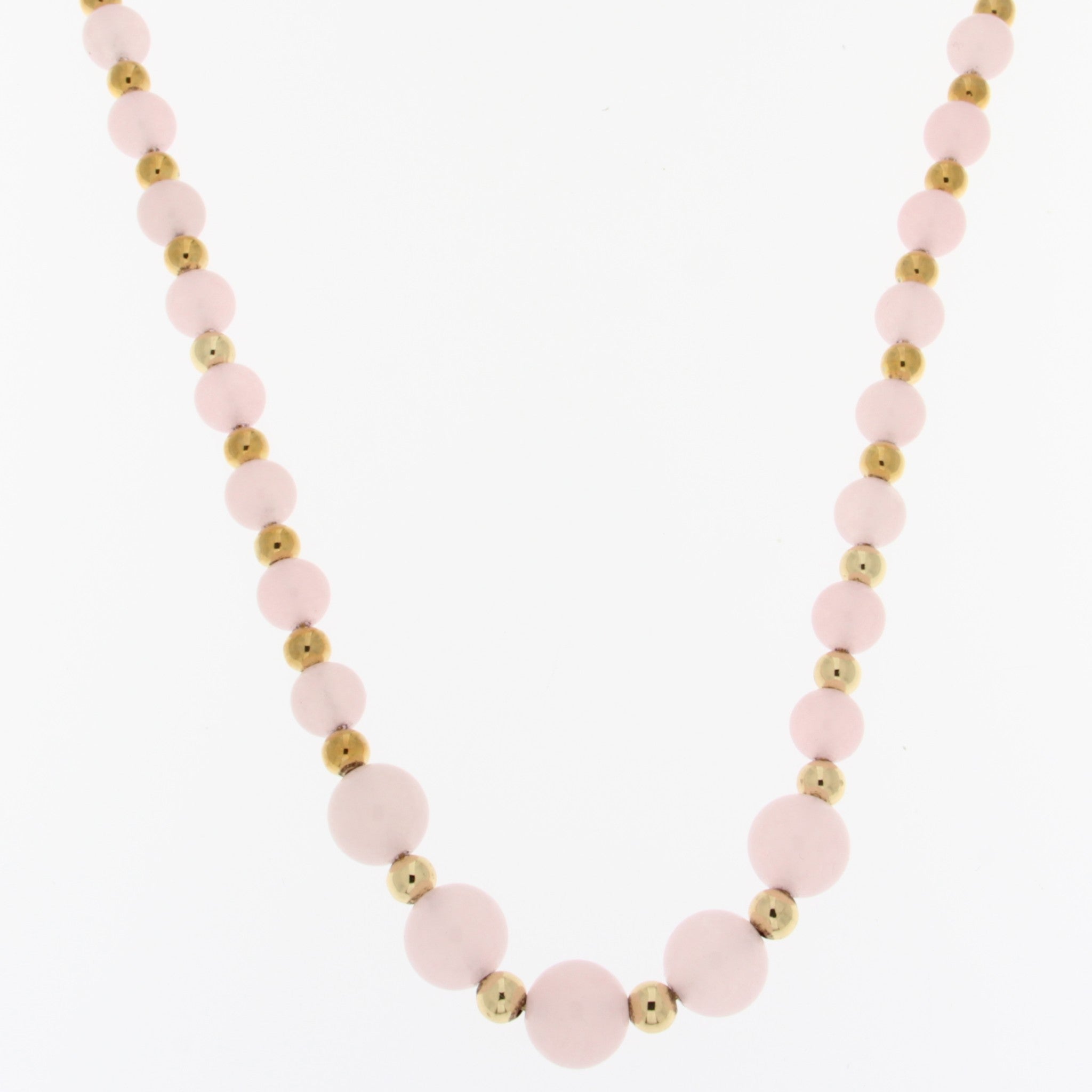 18 +3" Graduated Light Pink Jade Beads Necklace