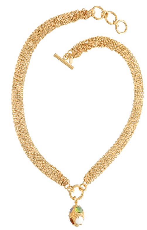 20" MULTI CRYSTAL MINE BALL ON MULTI STRAND TOGGLE NECKLACE