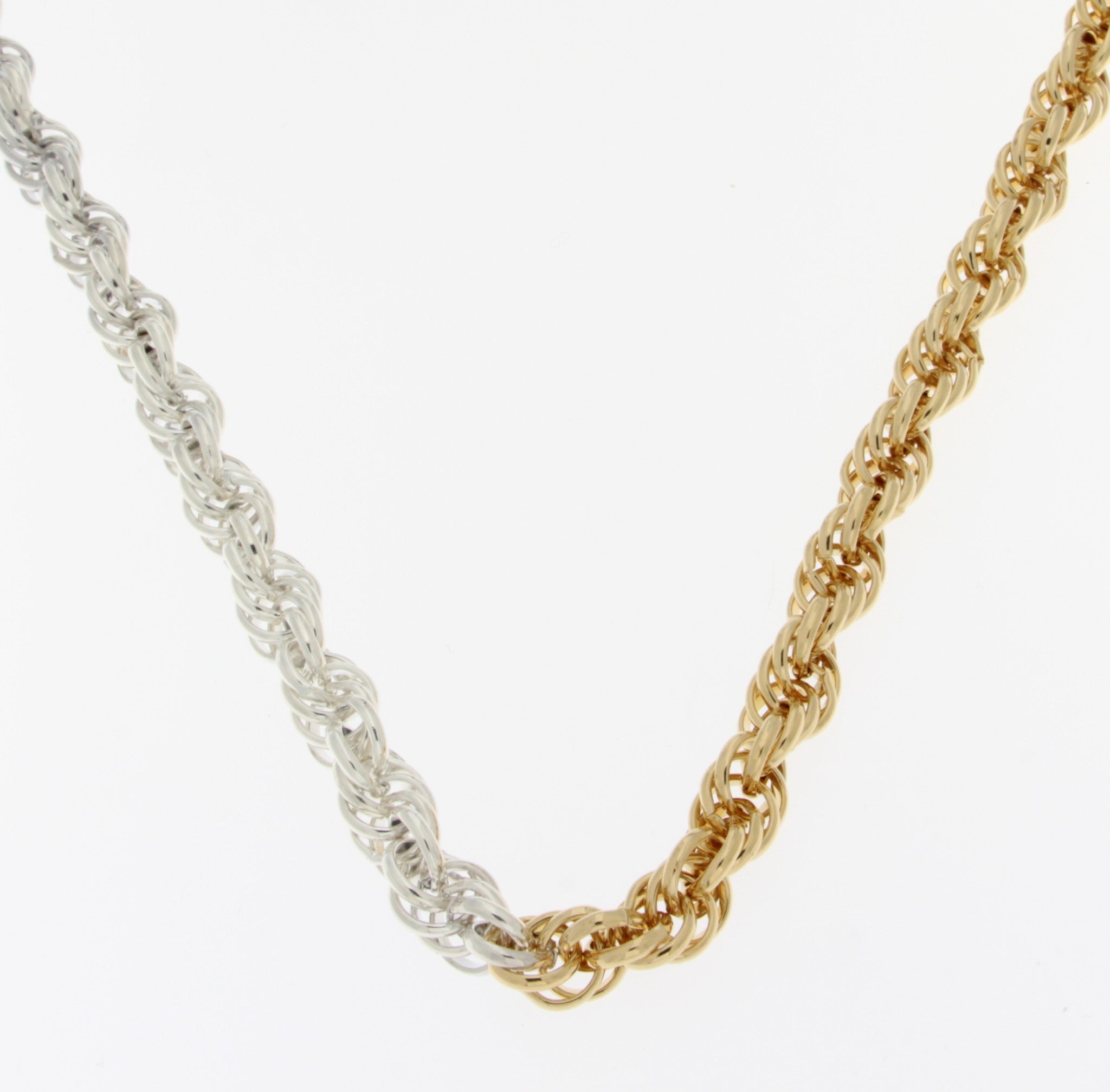 20" Sun & Moon Loose Rope Two Tone Necklace