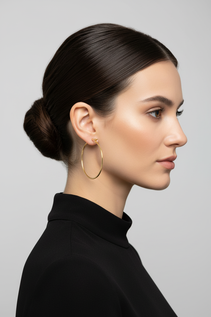 40mm tube hoop earrings on model
