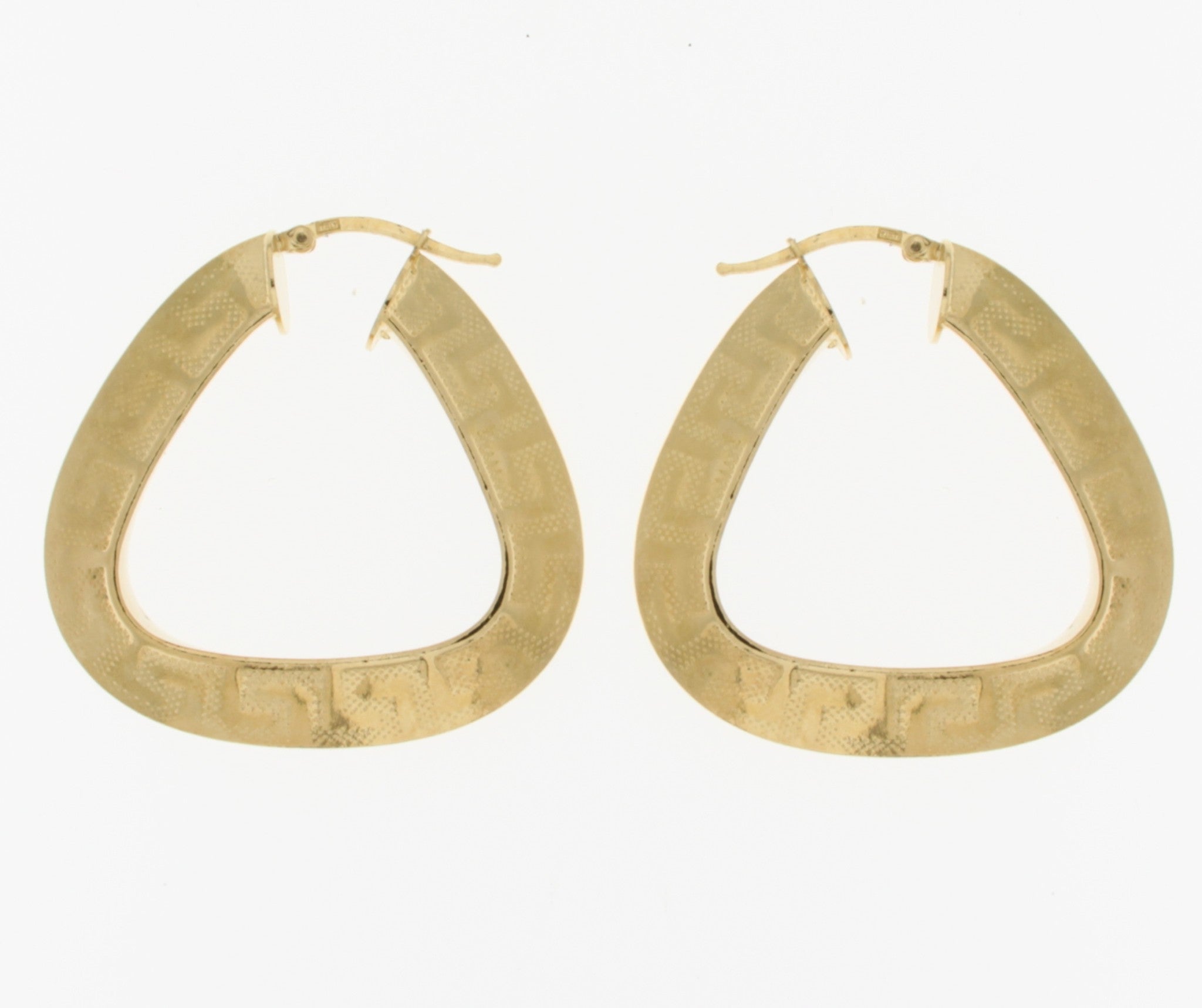 42mm Greek Key Triangle Hoop Earrings