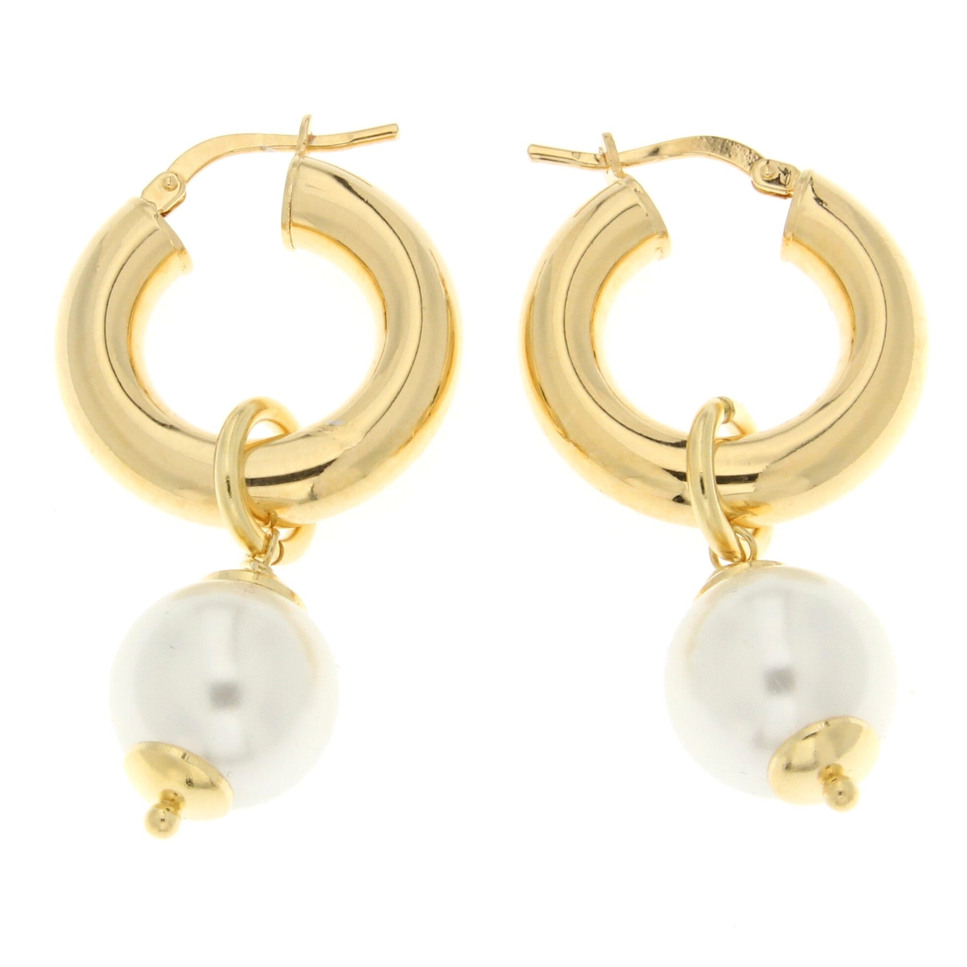 5X22mm Hoop Earrings With Removable 12mm Pearl