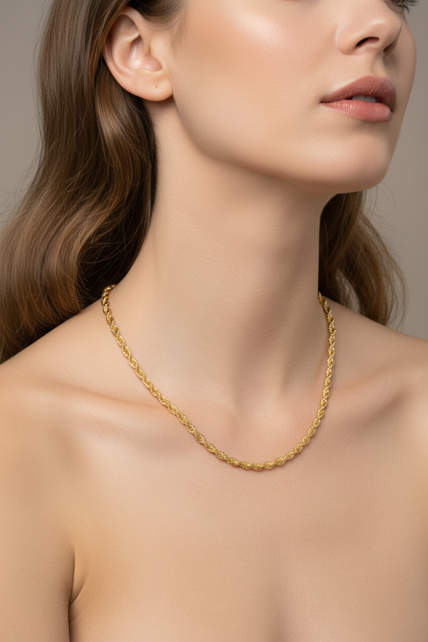 5mm Chain Necklace 20" on Model