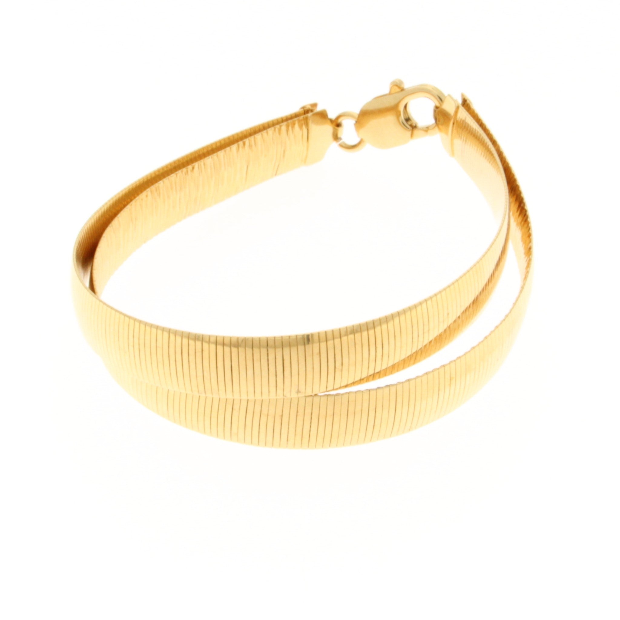 18K  Yellow Gold Plated By Pass Omega 7.5" Bracelet