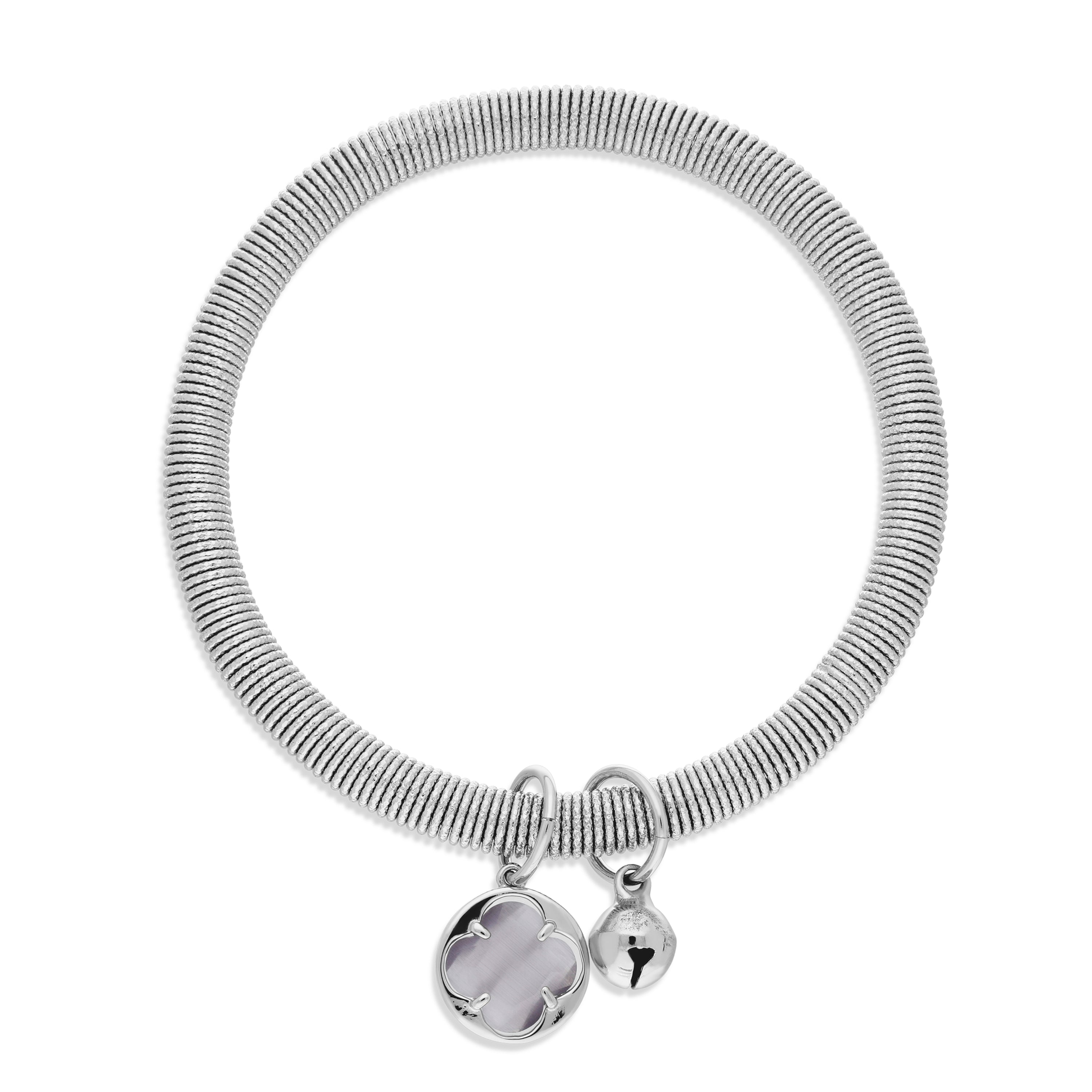 18kt Rose Gold Plated Charm Bracelet with Pink Crystal | Italian Handc…