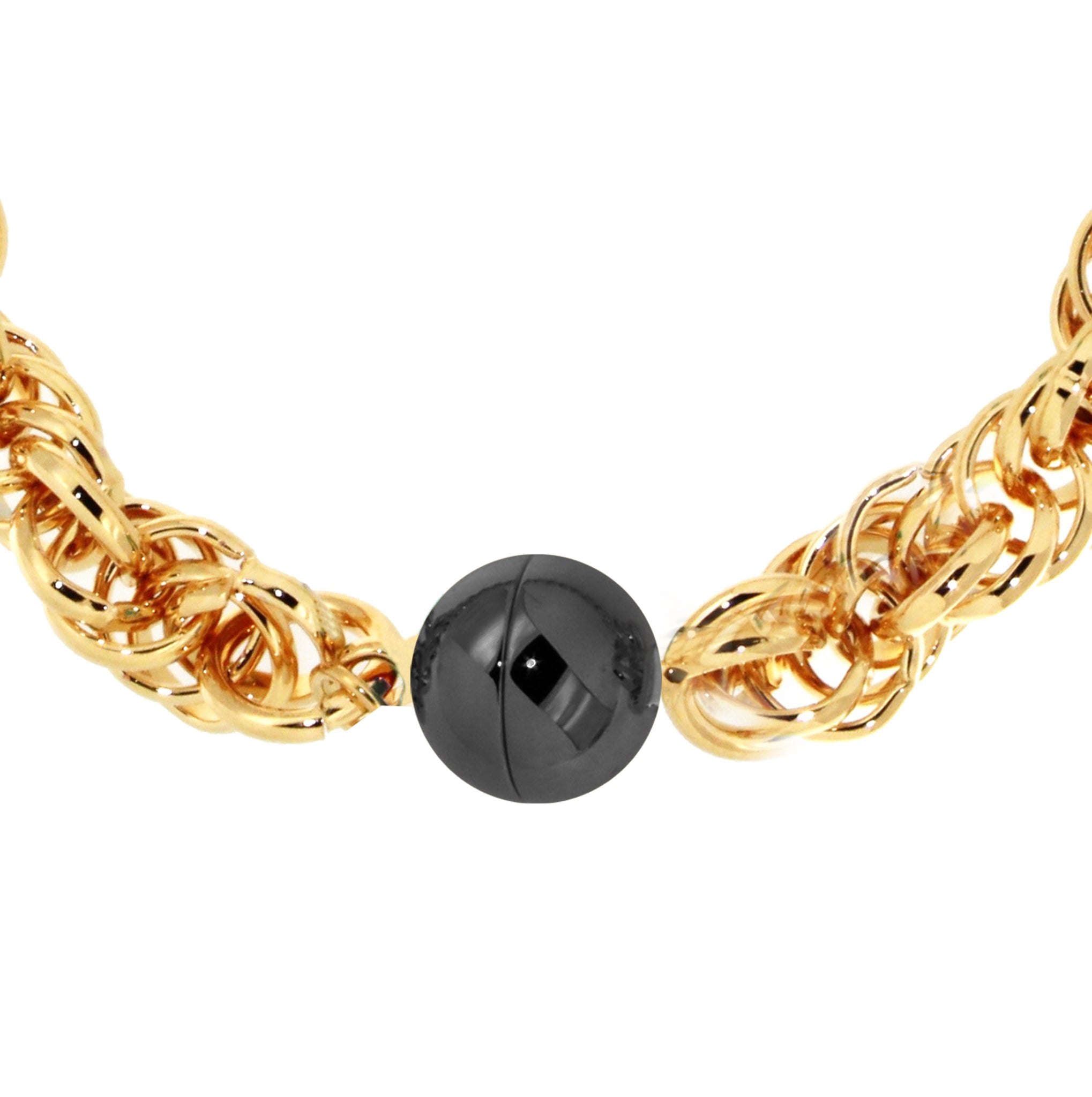 Gold Plated 8mm 8.25" Ropr W/Magnetic Black Clasp