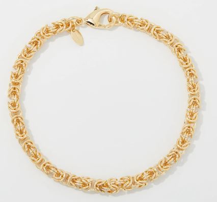 Round Byzantine Bracelet 5.5mm – 18kt Gold Plated, Made in Italy